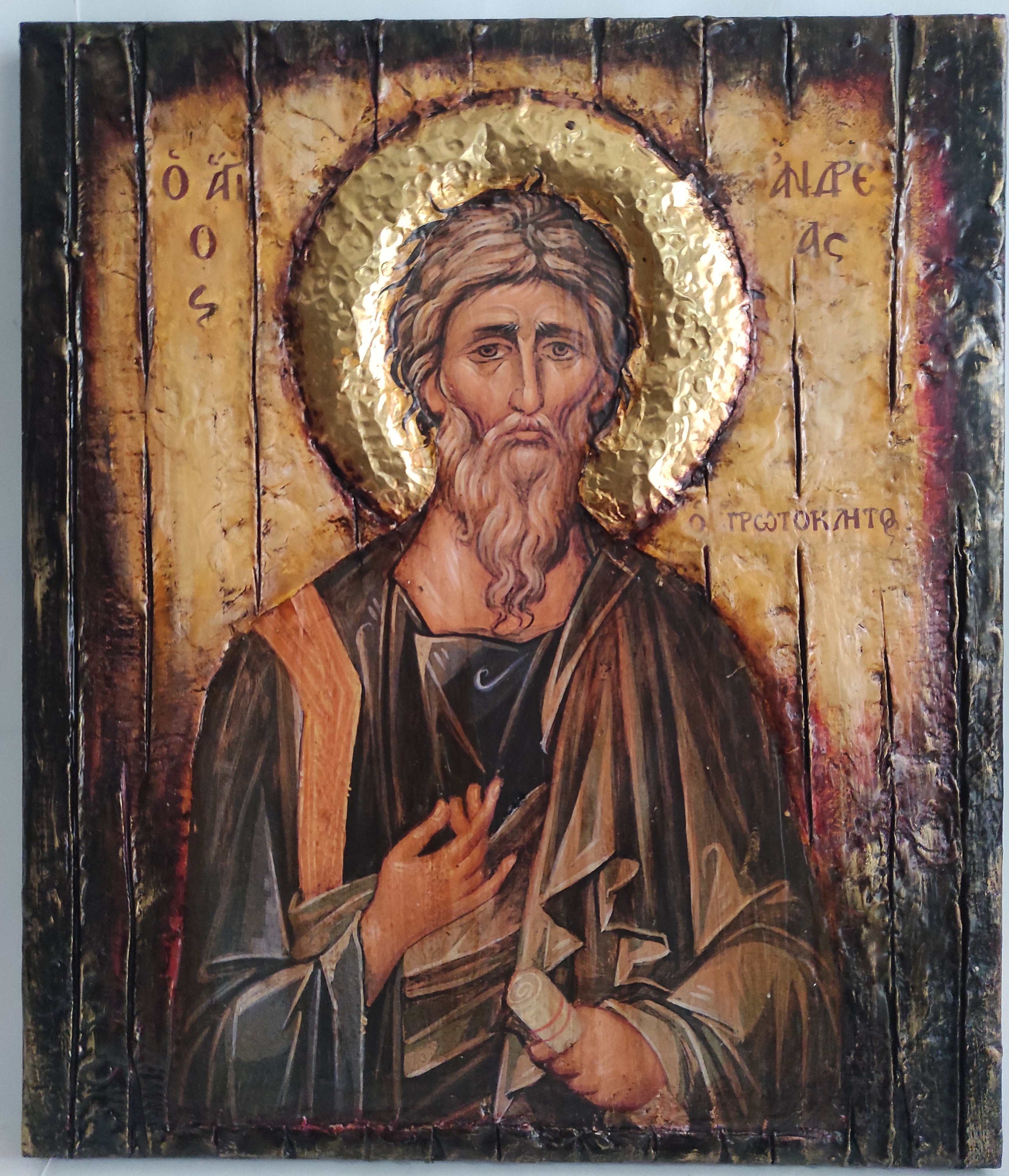 Saint Andrew the Apostle-Handmade Greek Byzantine Icon-Orthodox Icon Antique Wedding Gift