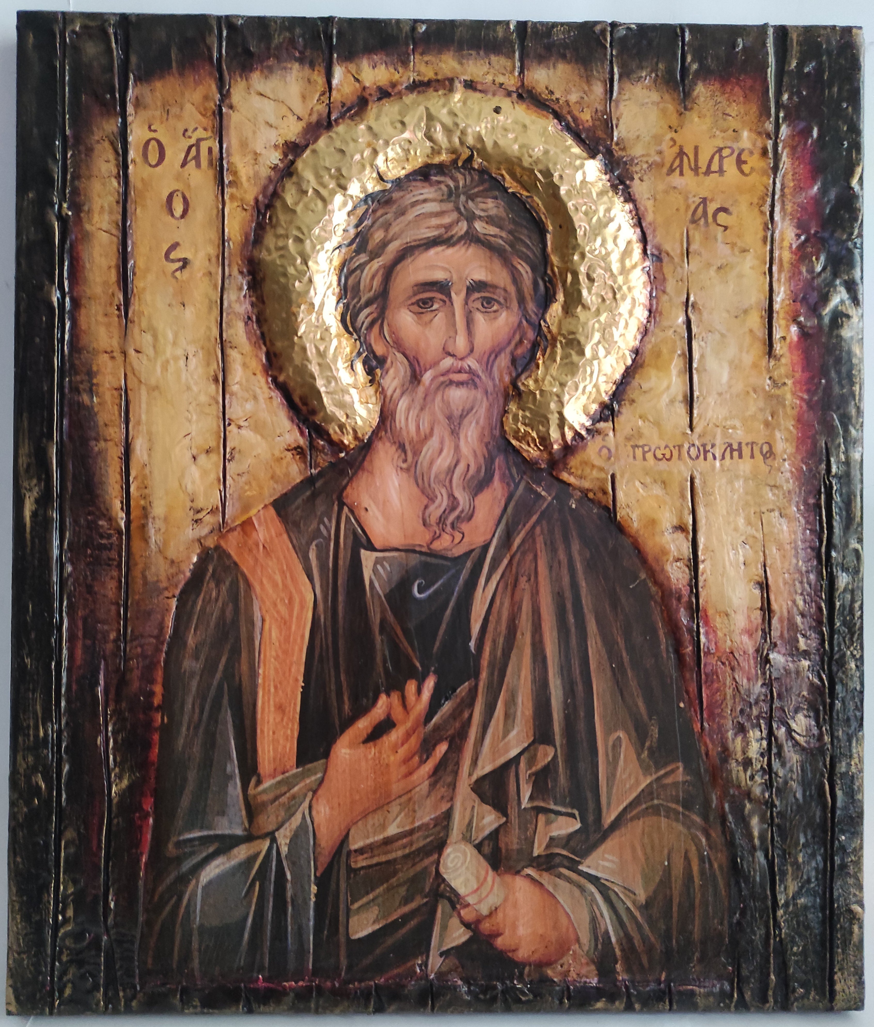 Saint Andrew the Apostle-Handmade Greek Byzantine Icon-Orthodox Icon Antique Wedding Gift