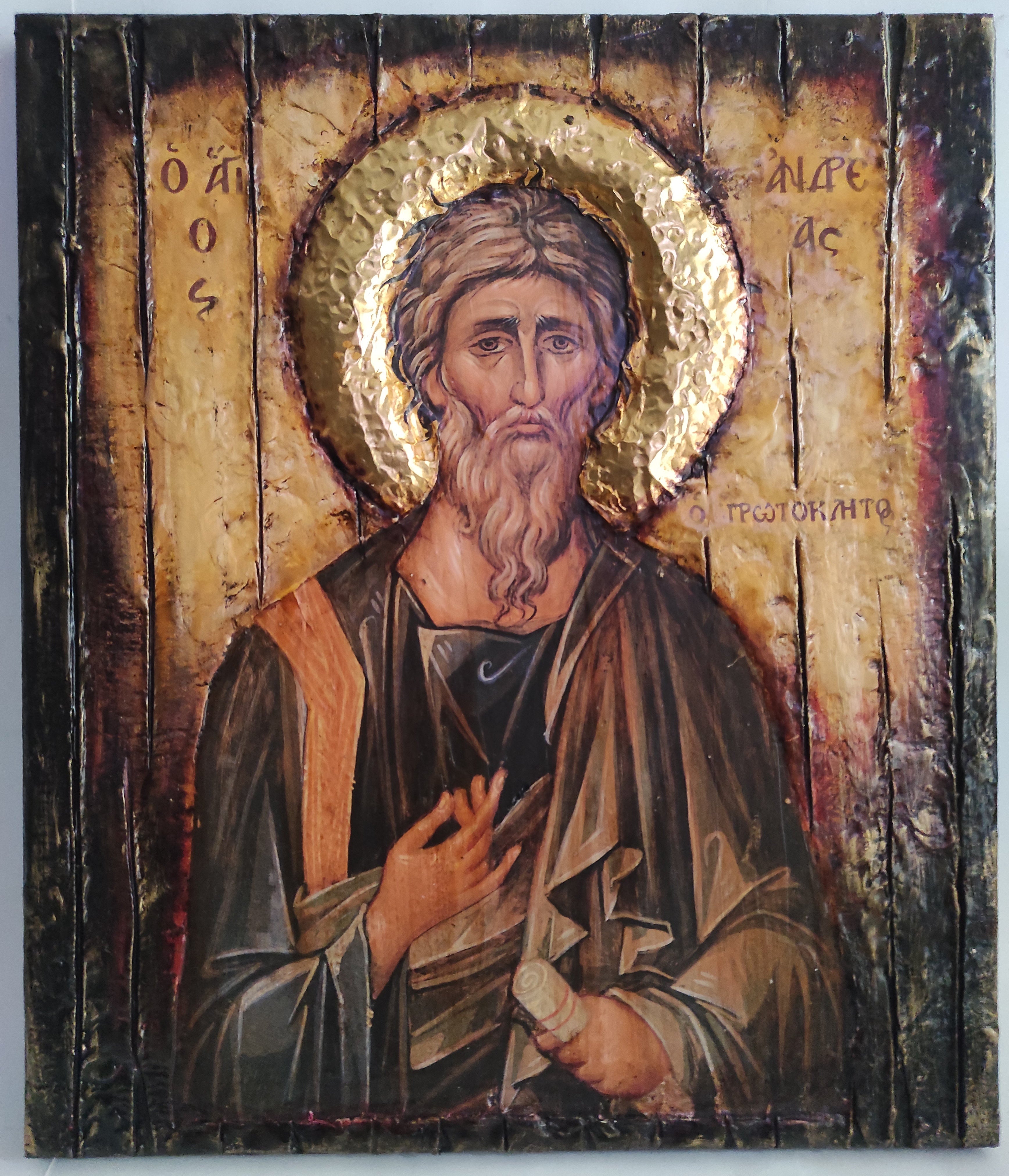 Saint Andrew the Apostle-Handmade Greek Byzantine Icon-Orthodox Icon Antique Wedding Gift