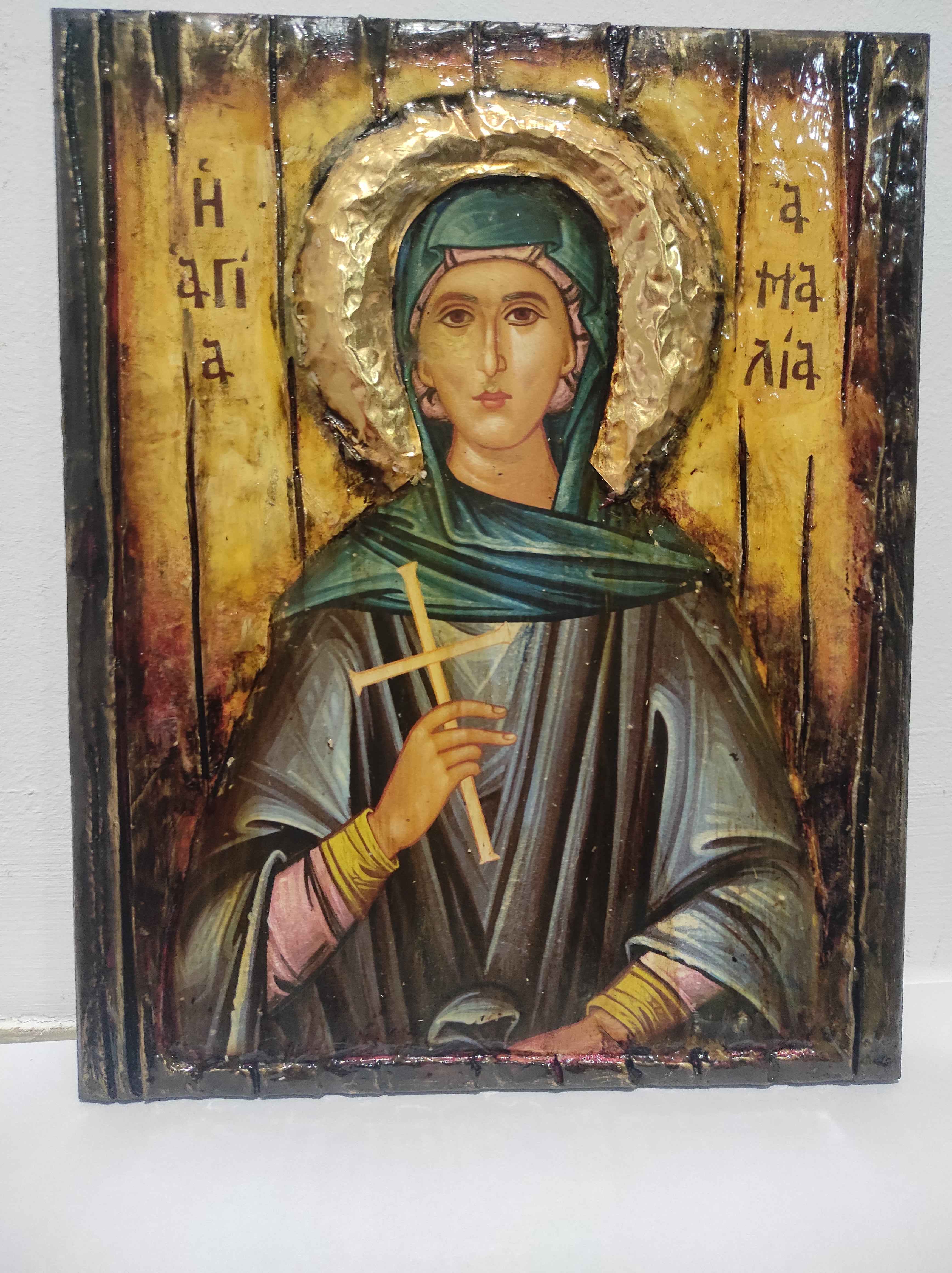 Saint St. Amelia, Amalia Icon-Handmade Greek Orthodox Icon