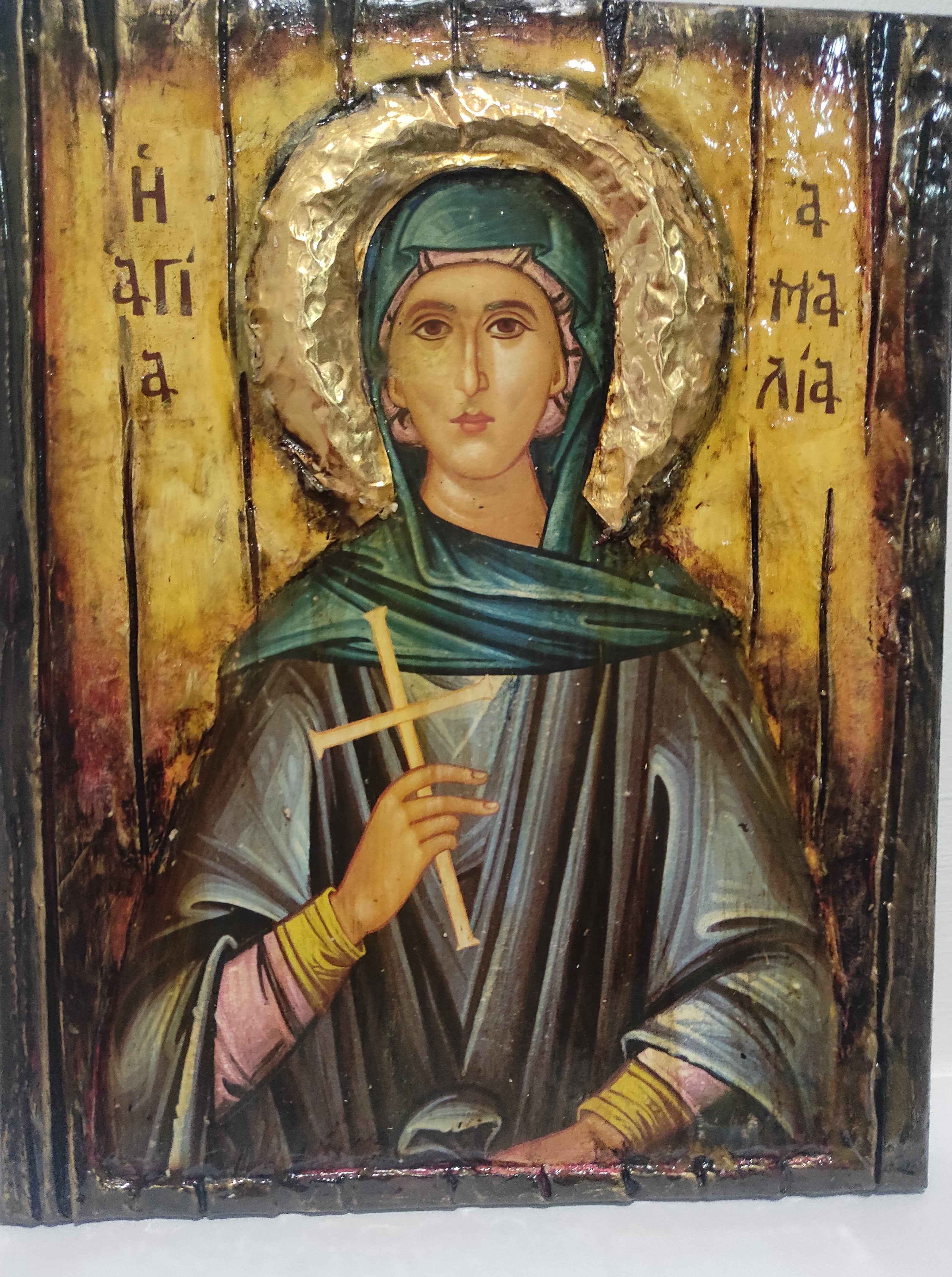 Saint St. Amelia, Amalia Icon-Handmade Greek Orthodox Icon