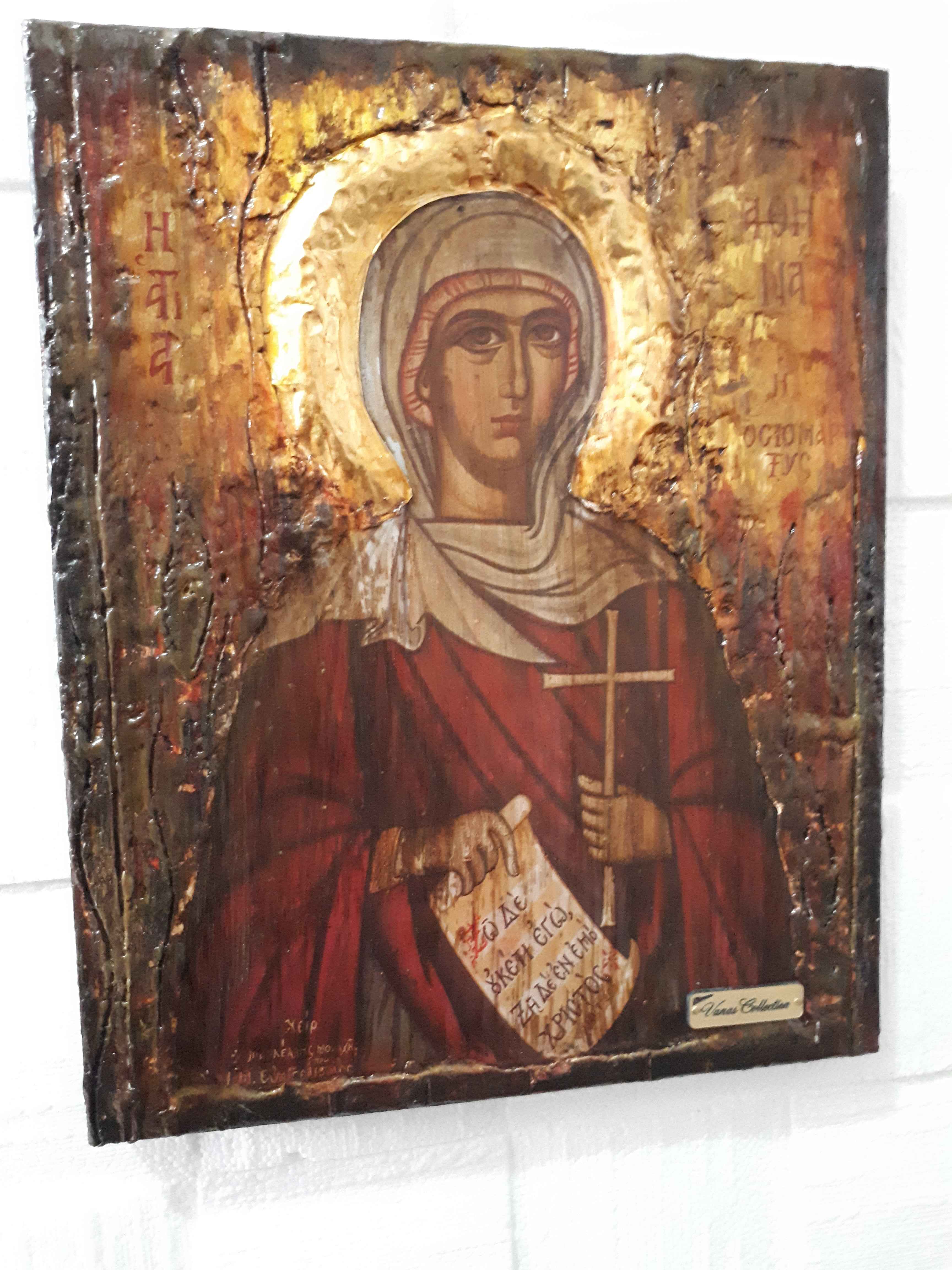 Saint Athena Osiomartyr Icon-Rare Byzantine Greek Orthodox Antique Style Icons