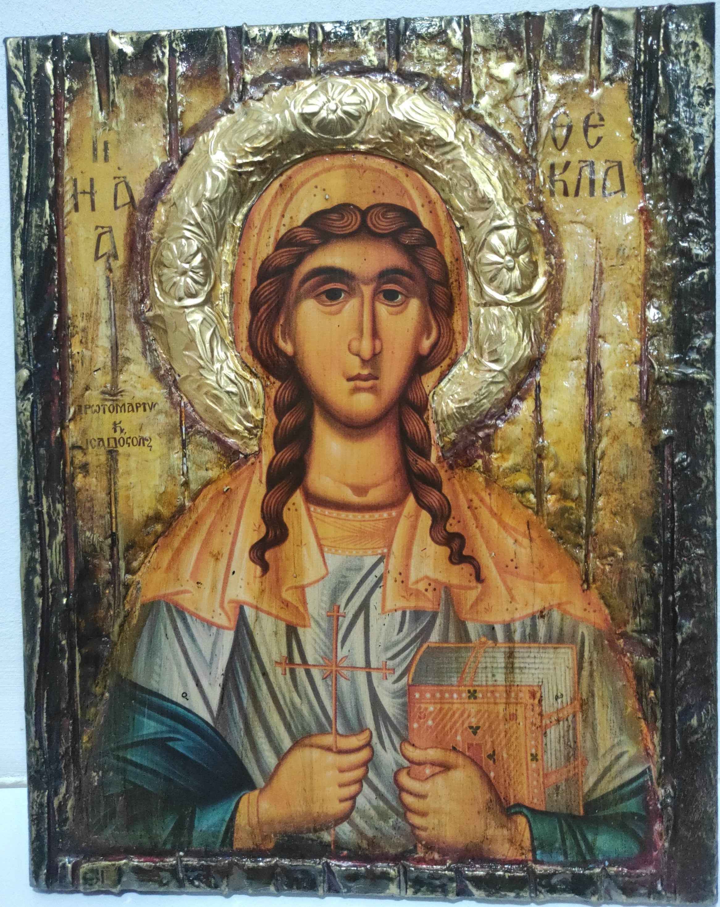 Saint Thecla Thekla Icon-Unique Handmade Orthodox Christian Byzantine Greek Made