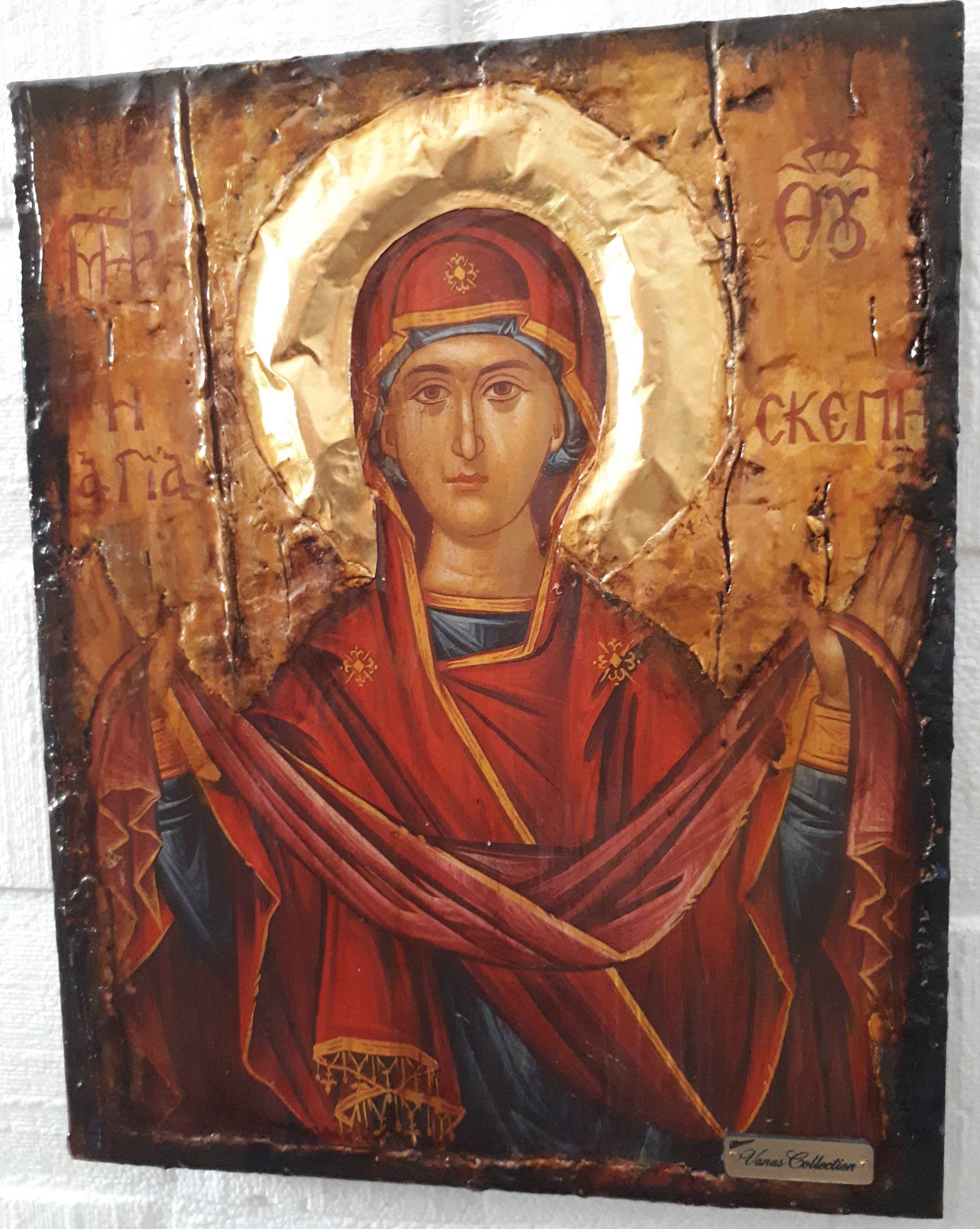 Panagia Virgin Mary Theoskepasti Greek Handmade Orthodox Byzantine Russian Icons - Vanas Collection