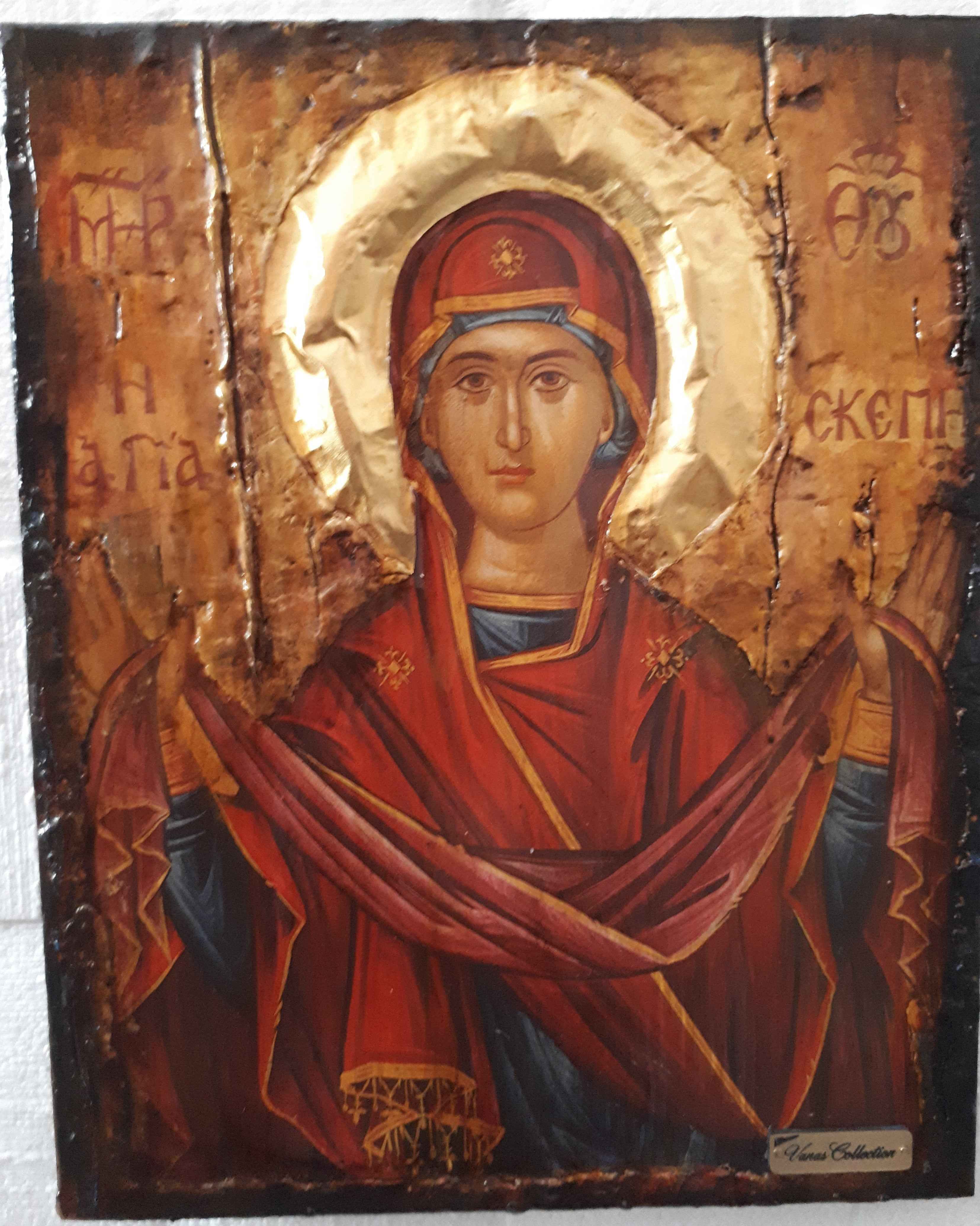 Panagia Virgin Mary Theoskepasti Greek Handmade Orthodox Byzantine Russian Icons - Vanas Collection