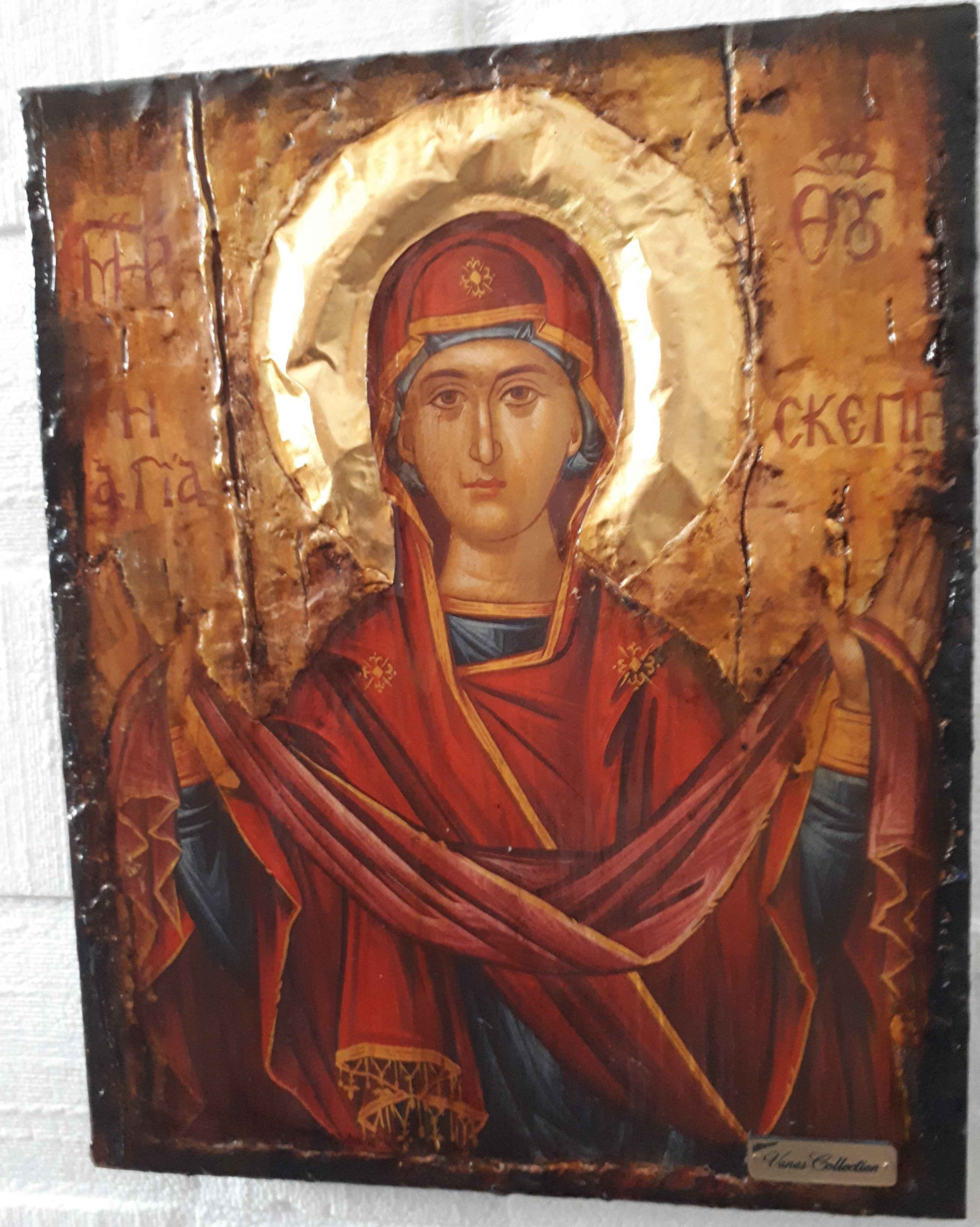 Panagia Virgin Mary Theoskepasti Greek Handmade Orthodox Byzantine Russian Icons - Vanas Collection