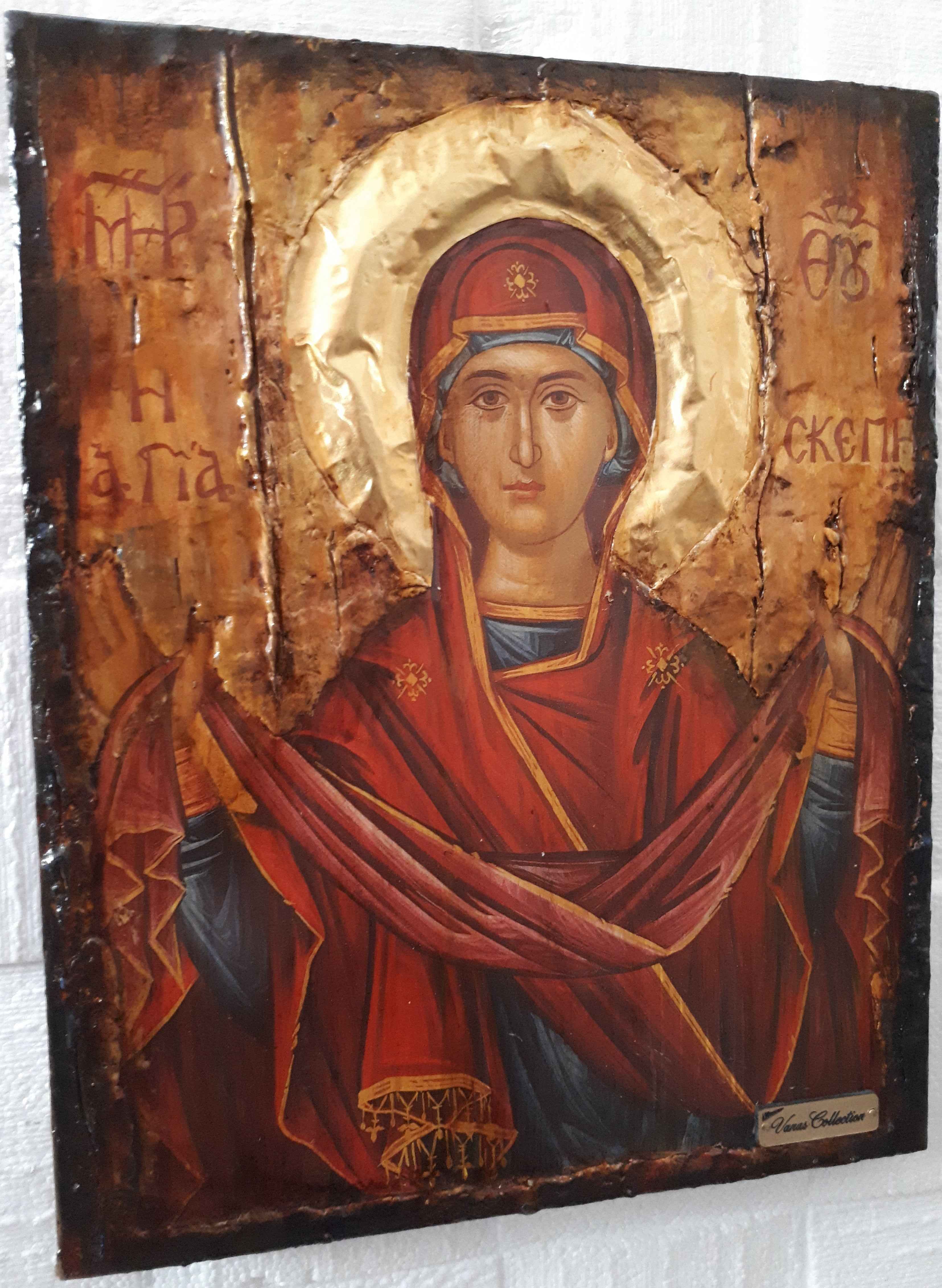 Panagia Virgin Mary Theoskepasti Greek Handmade Orthodox Byzantine Russian Icons - Vanas Collection