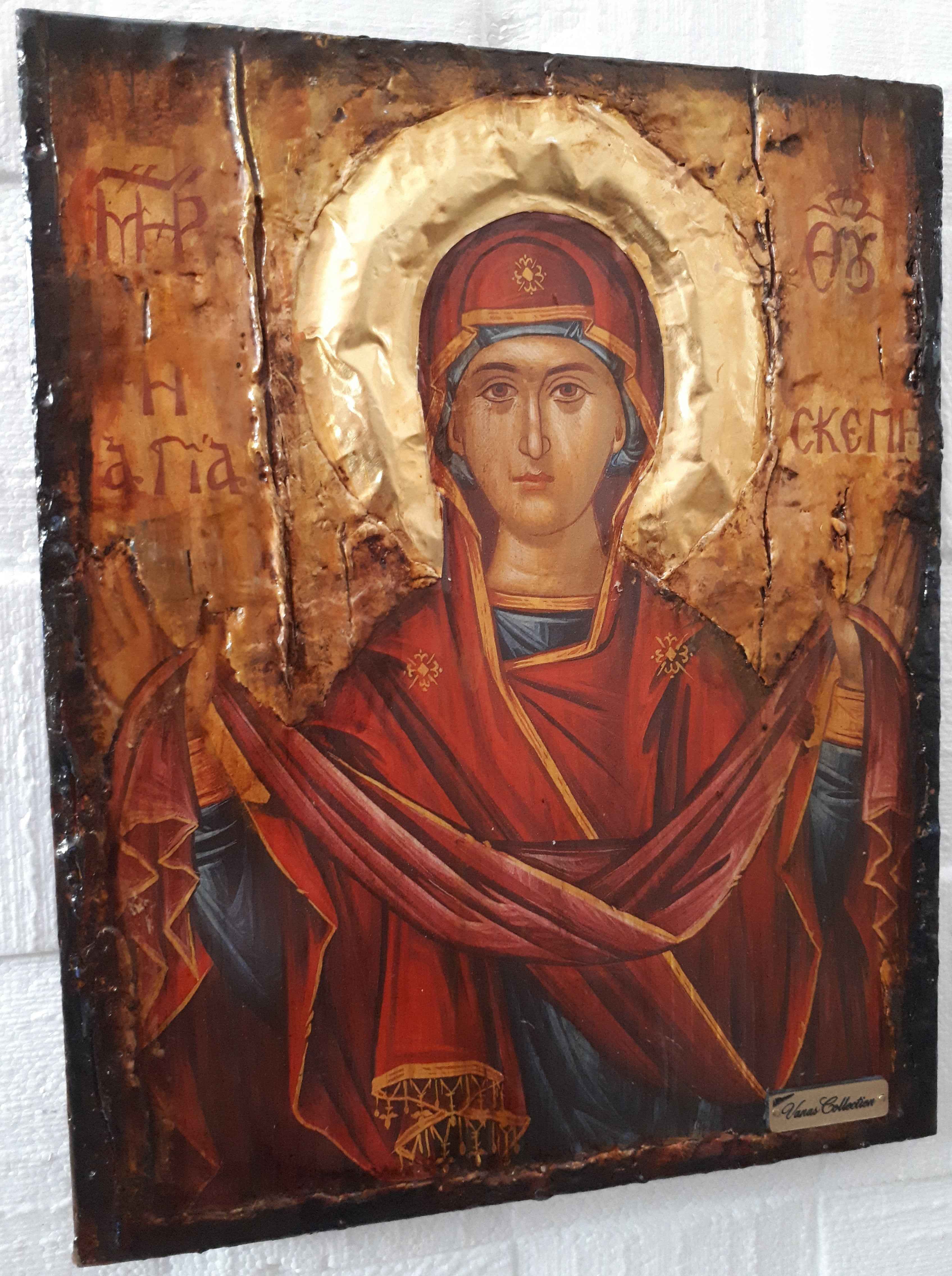Panagia Virgin Mary Theoskepasti Greek Handmade Orthodox Byzantine Russian Icons - Vanas Collection