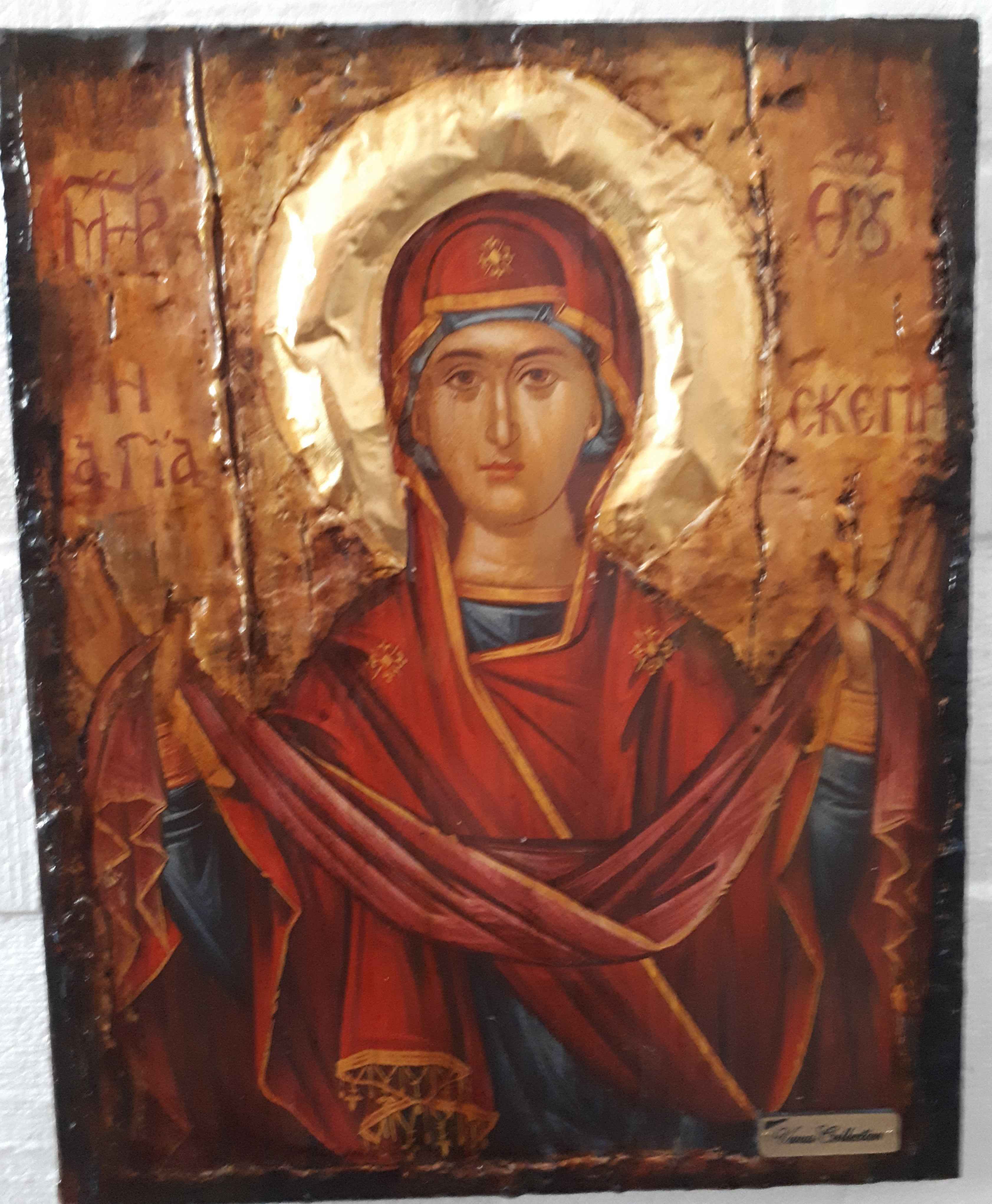 Panagia Virgin Mary Theoskepasti Greek Handmade Orthodox Byzantine Russian Icons - Vanas Collection