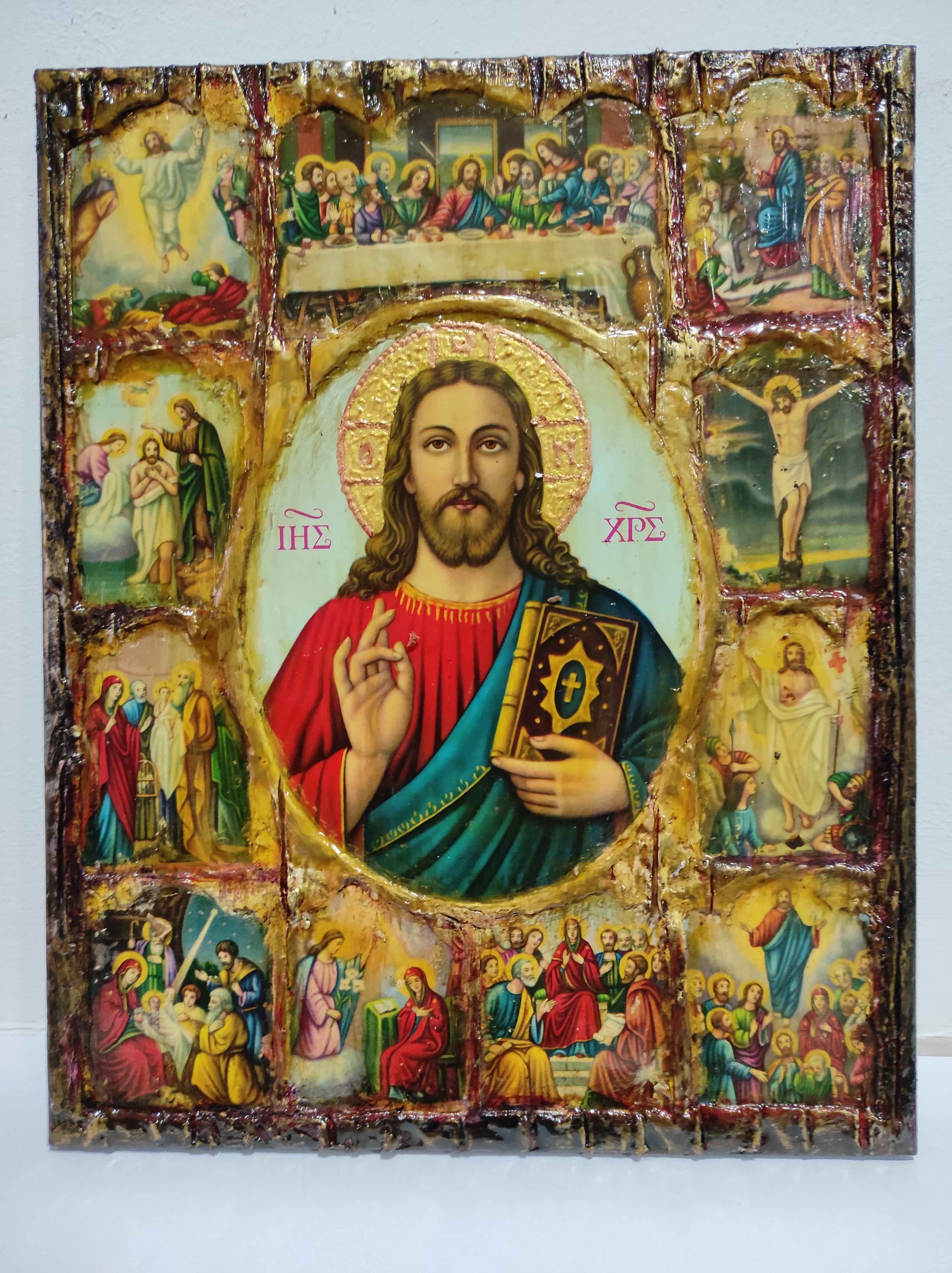 The Life of Jesus Christ Icon- Greek Russian Orthodox Russian Icons