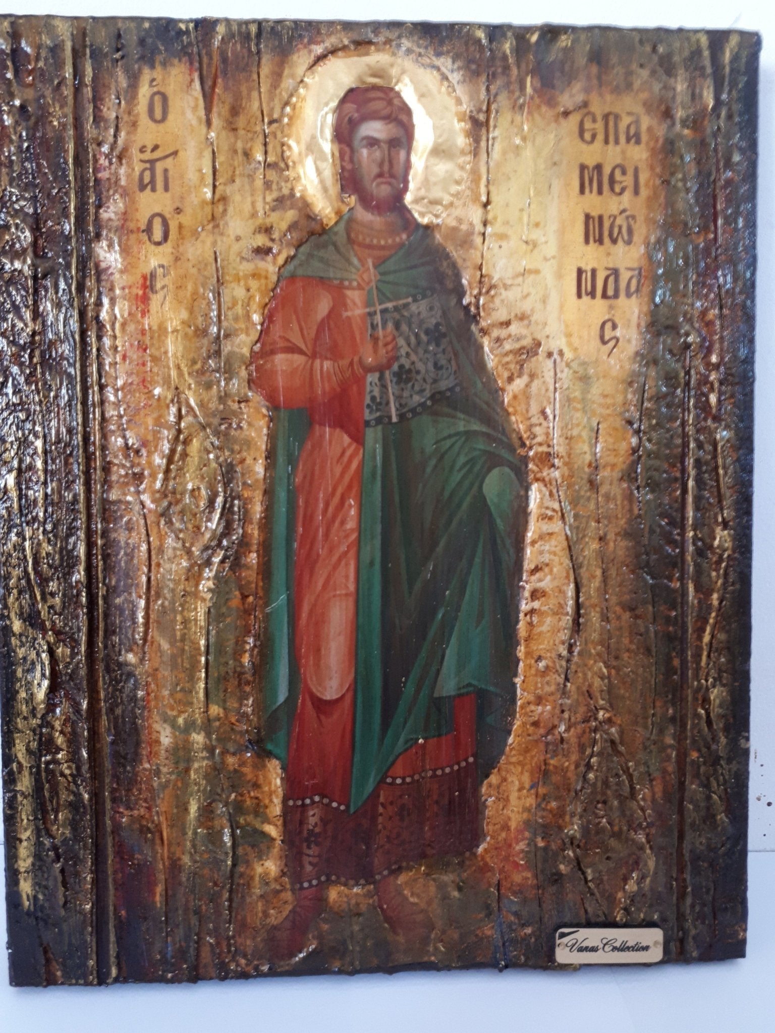 Saint St Epaminondas Epaminontas Icon-Greek Byzantine Antique Style Icons - Vanas Collection