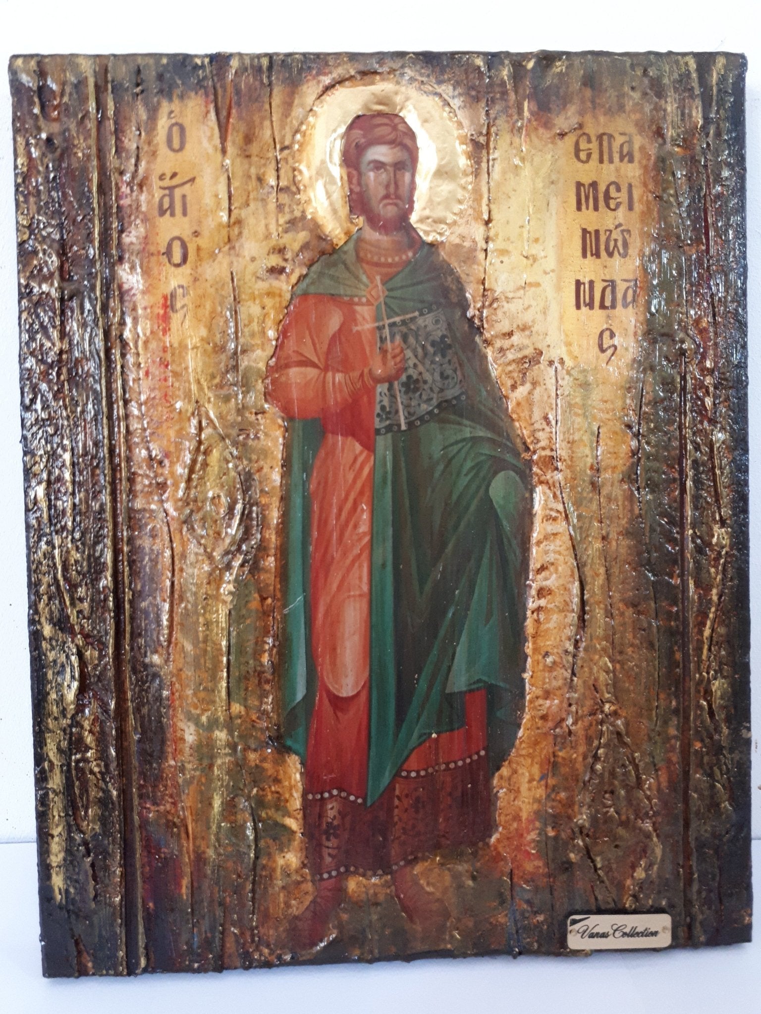 Saint St Epaminondas Epaminontas Icon-Greek Byzantine Antique Style Icons - Vanas Collection