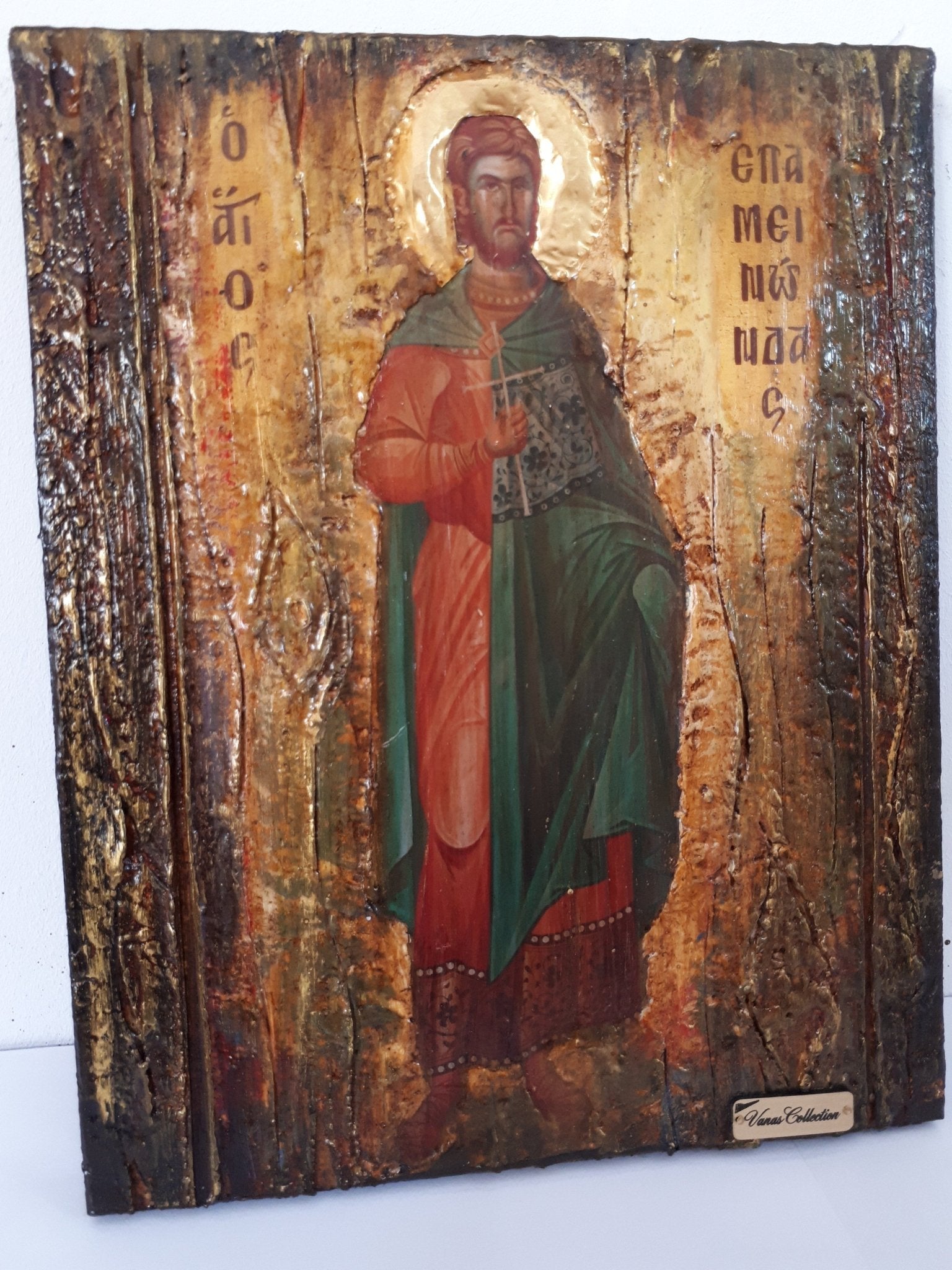 Saint St Epaminondas Epaminontas Icon-Greek Byzantine Antique Style Icons - Vanas Collection