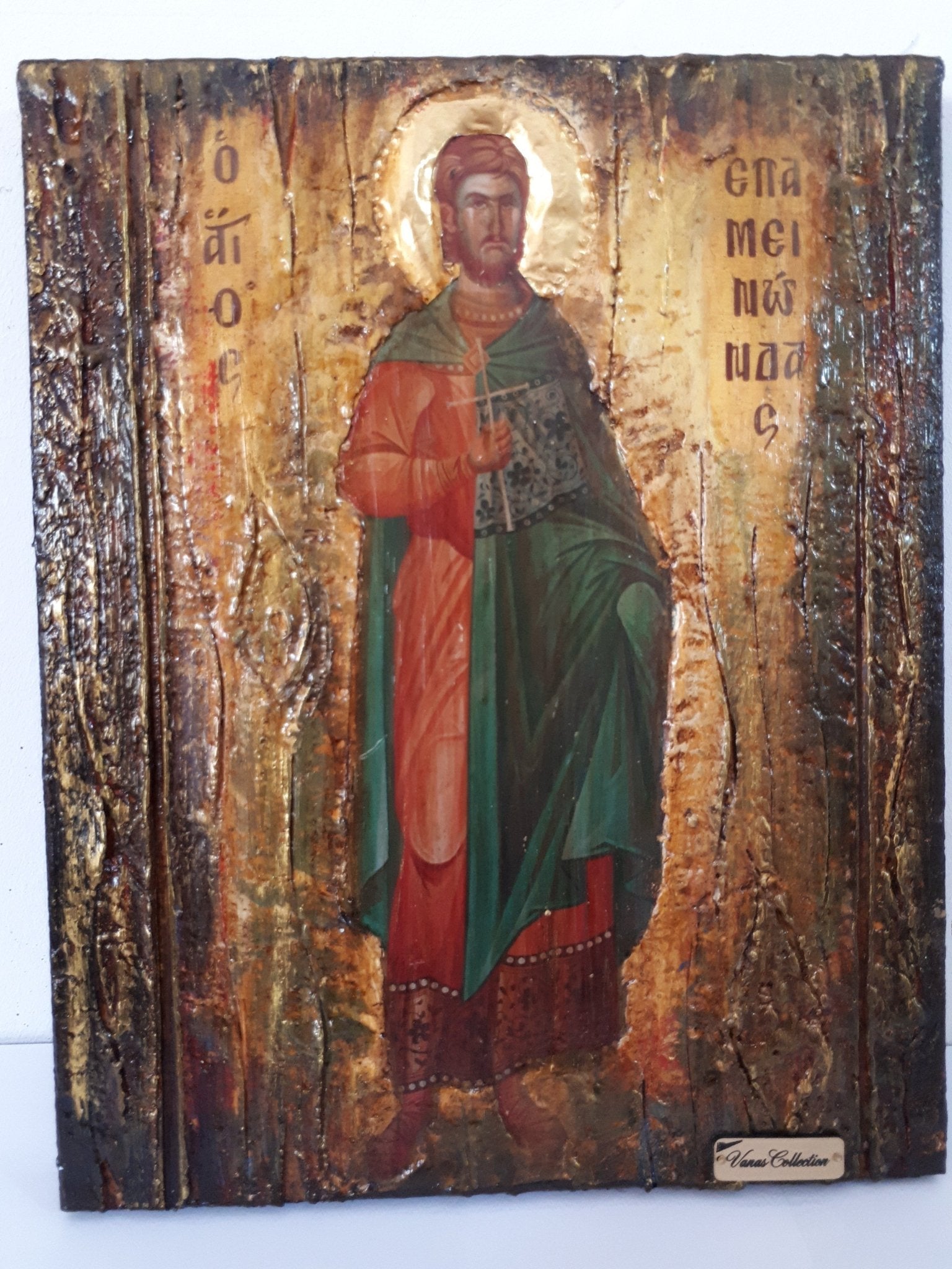Saint St Epaminondas Epaminontas Icon-Greek Byzantine Antique Style Icons - Vanas Collection
