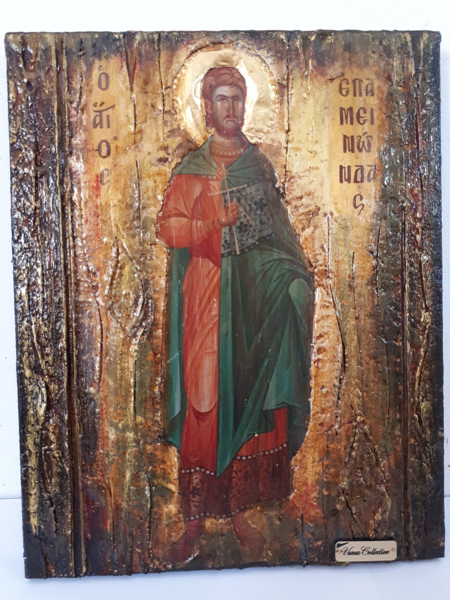Saint St Epaminondas Epaminontas Icon-Greek Byzantine Antique Style Icons - Vanas Collection