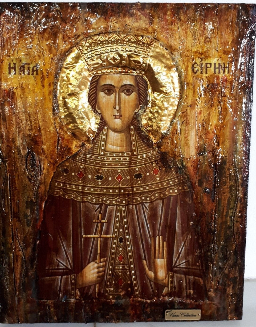 Saint St Irene Irina Santa Irene Greek Orthodox Icon Byzantine Religious Antique - Vanas Collection