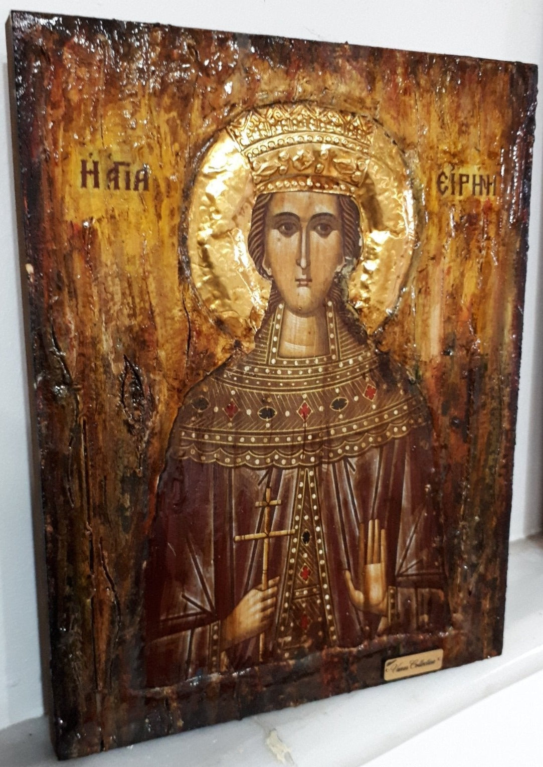 Saint St Irene Irina Santa Irene Greek Orthodox Icon Byzantine Religious Antique - Vanas Collection