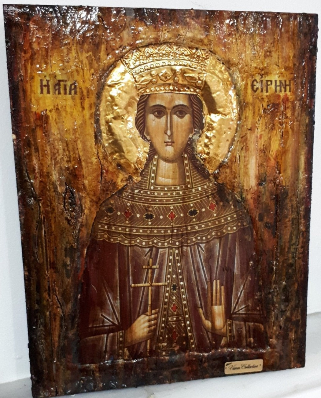 Saint St Irene Irina Santa Irene Greek Orthodox Icon Byzantine Religious Antique - Vanas Collection