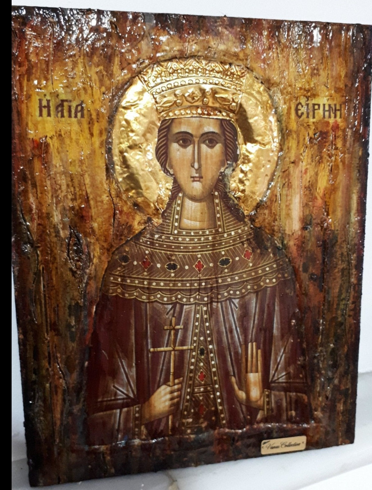 Saint St Irene Irina Santa Irene Greek Orthodox Icon Byzantine Religious Antique - Vanas Collection