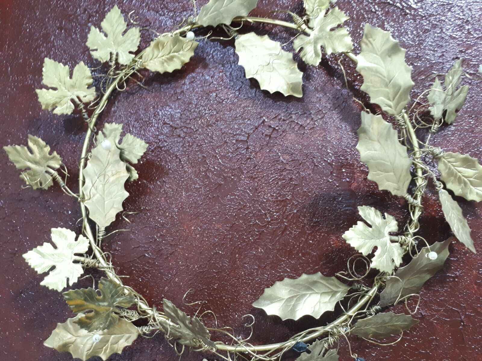 Handmade Olive Leaves Wreath - Unique Brass Wall Decor 40x40x4 for Elegant Home Accent