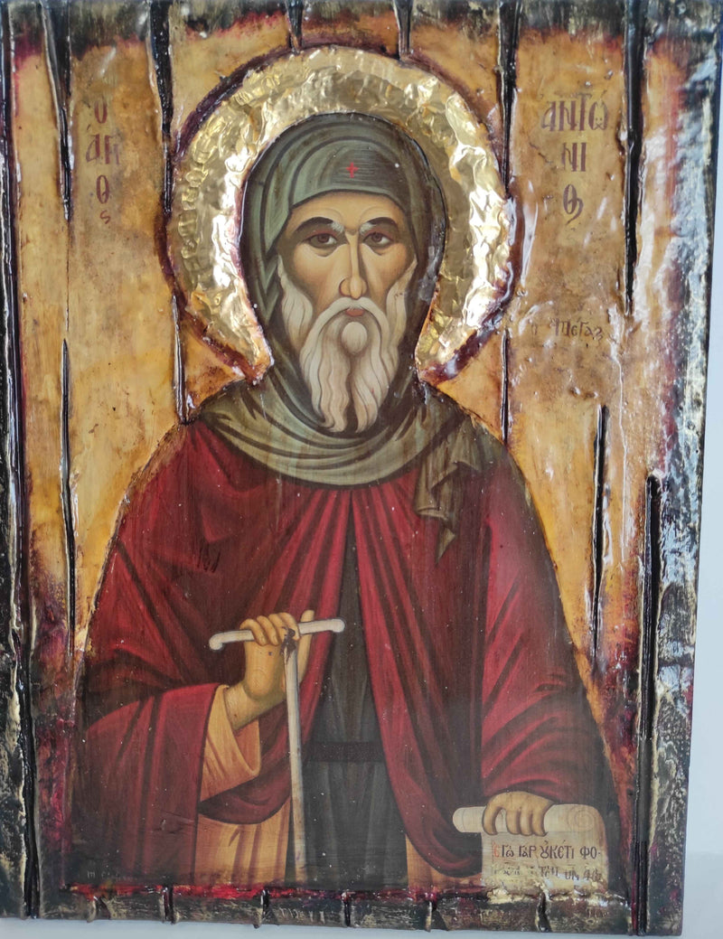 Icon of Saint Anthony Antonios Antony the Great Rare Christianity Greek ...