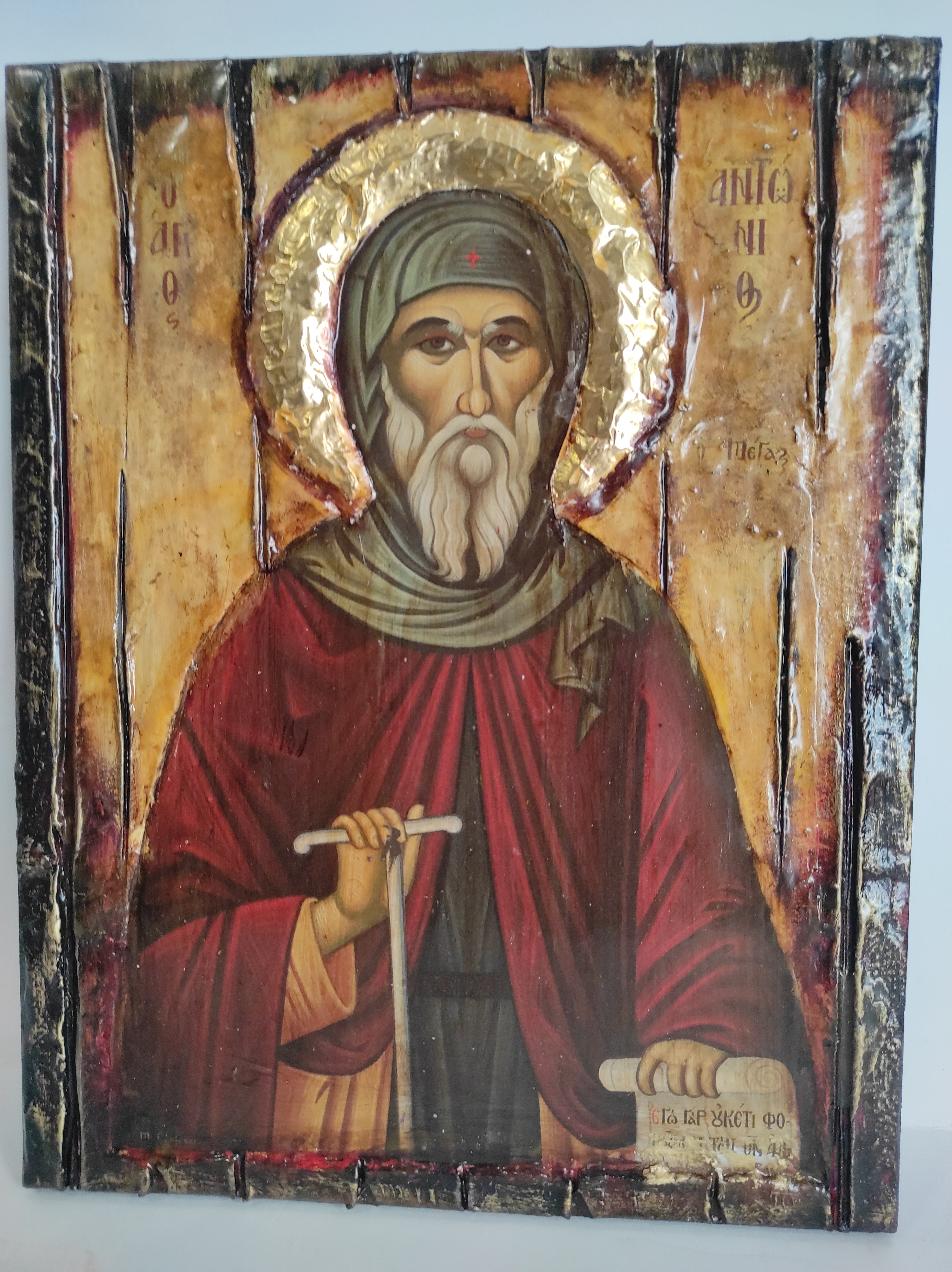Icon of Saint Anthony Antonios Antony the Great Rare Christianity Greek Orthodox Icons