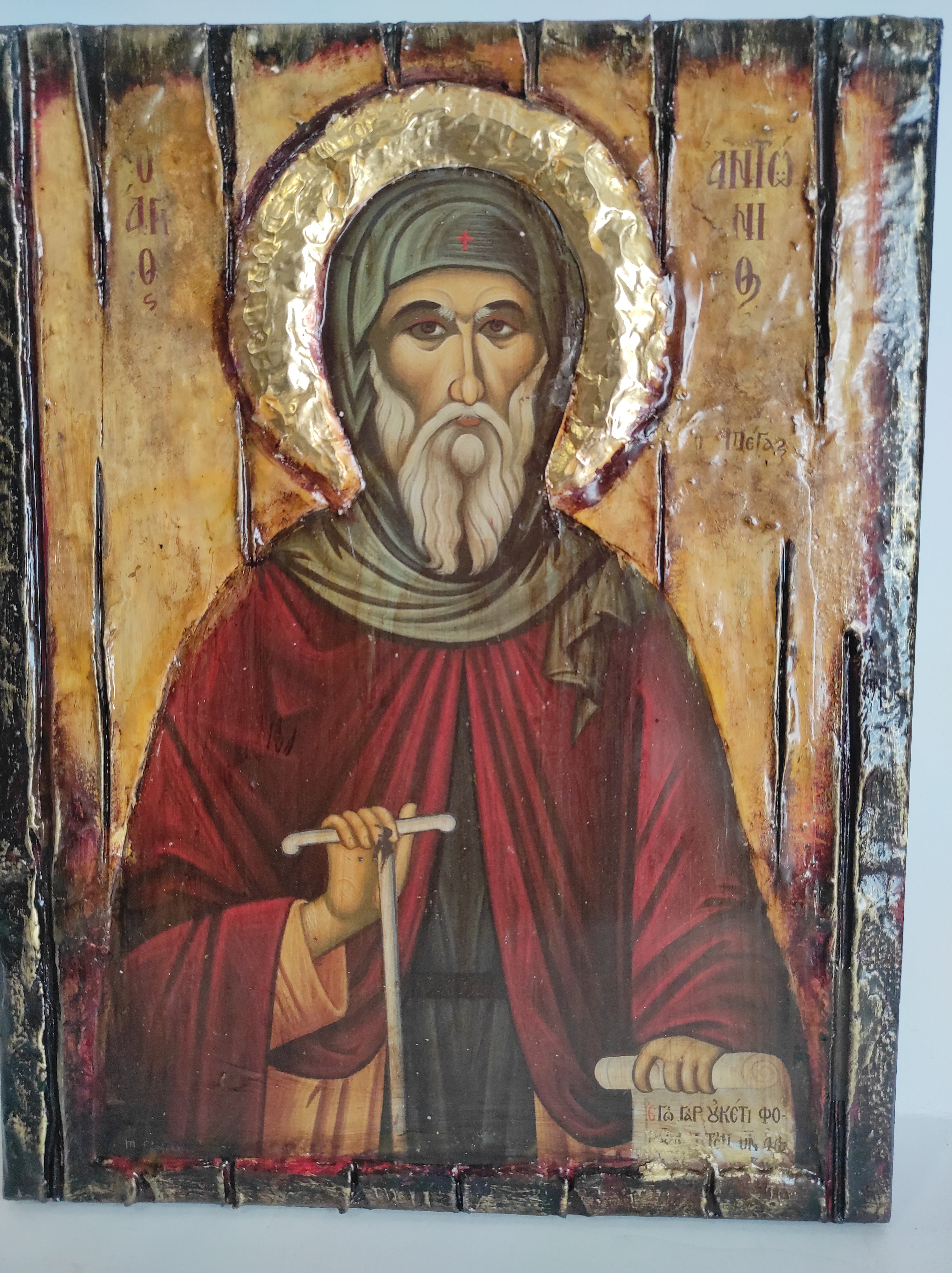 Icon of Saint Anthony Antonios Antony the Great Rare Christianity Greek Orthodox Icons