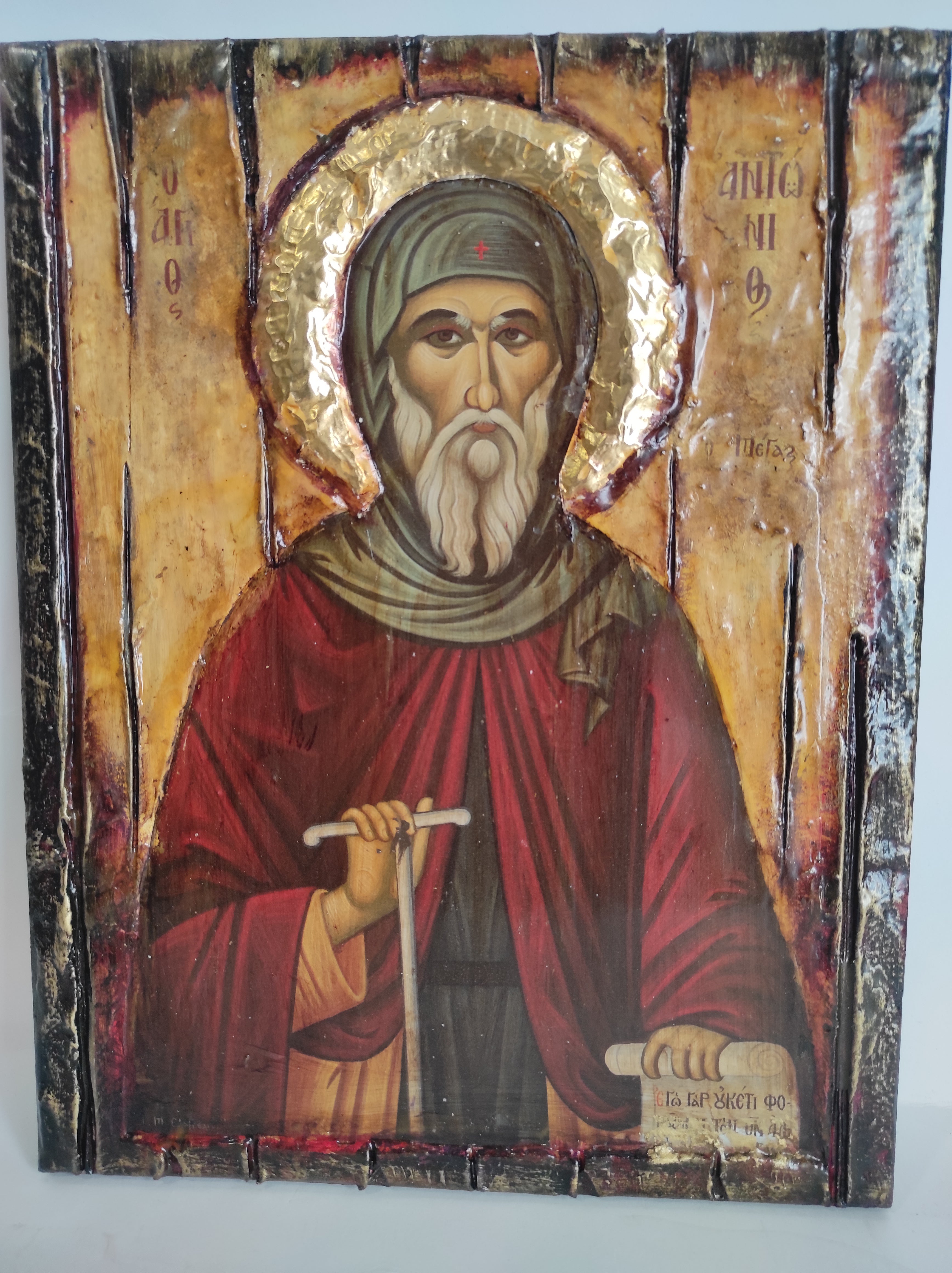 Icon of Saint Anthony Antonios Antony the Great Rare Christianity Greek Orthodox Icons
