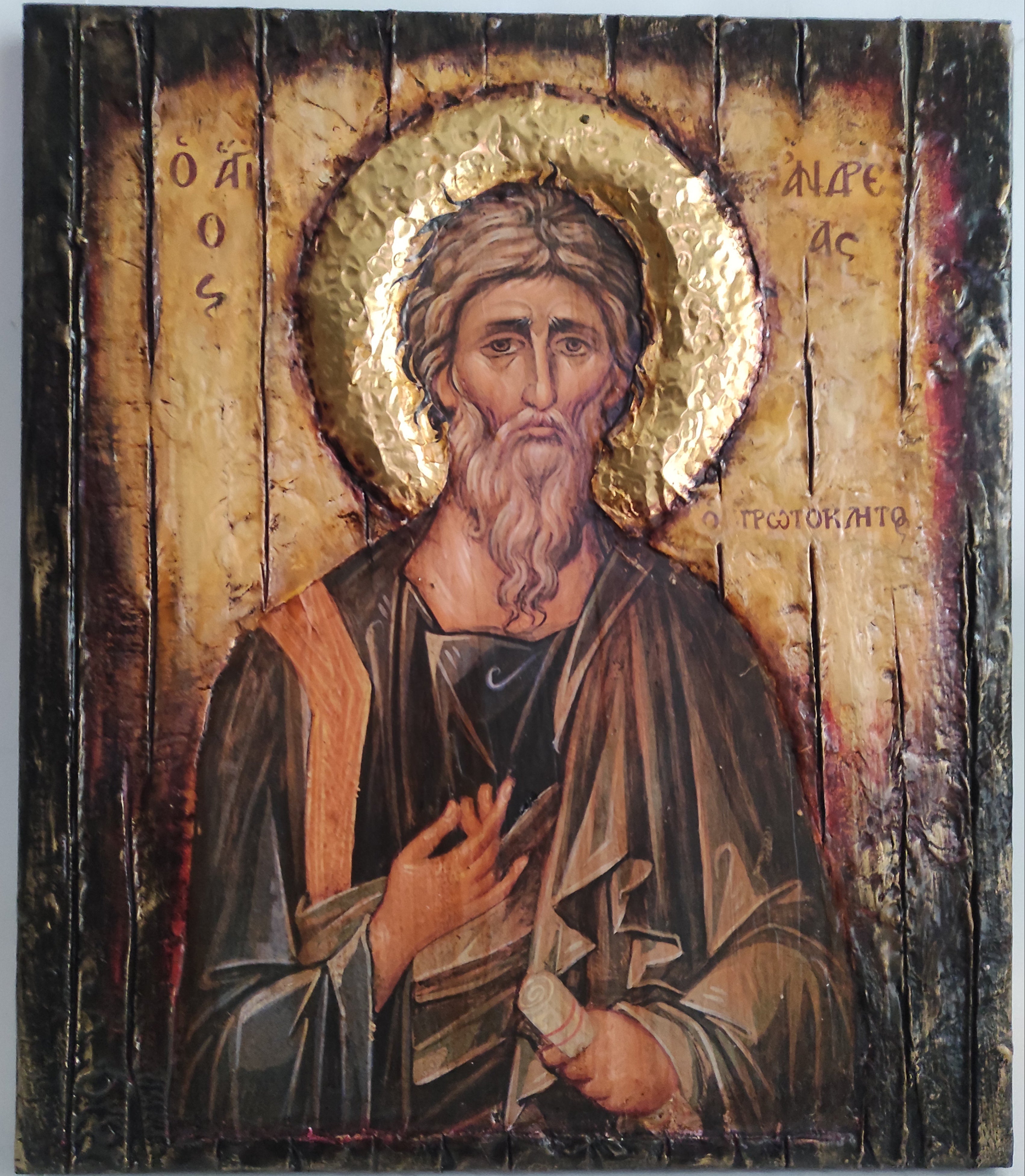 Saint Andrew the Apostle-Handmade Greek Byzantine Icon-Orthodox Icon Antique Wedding Gift
