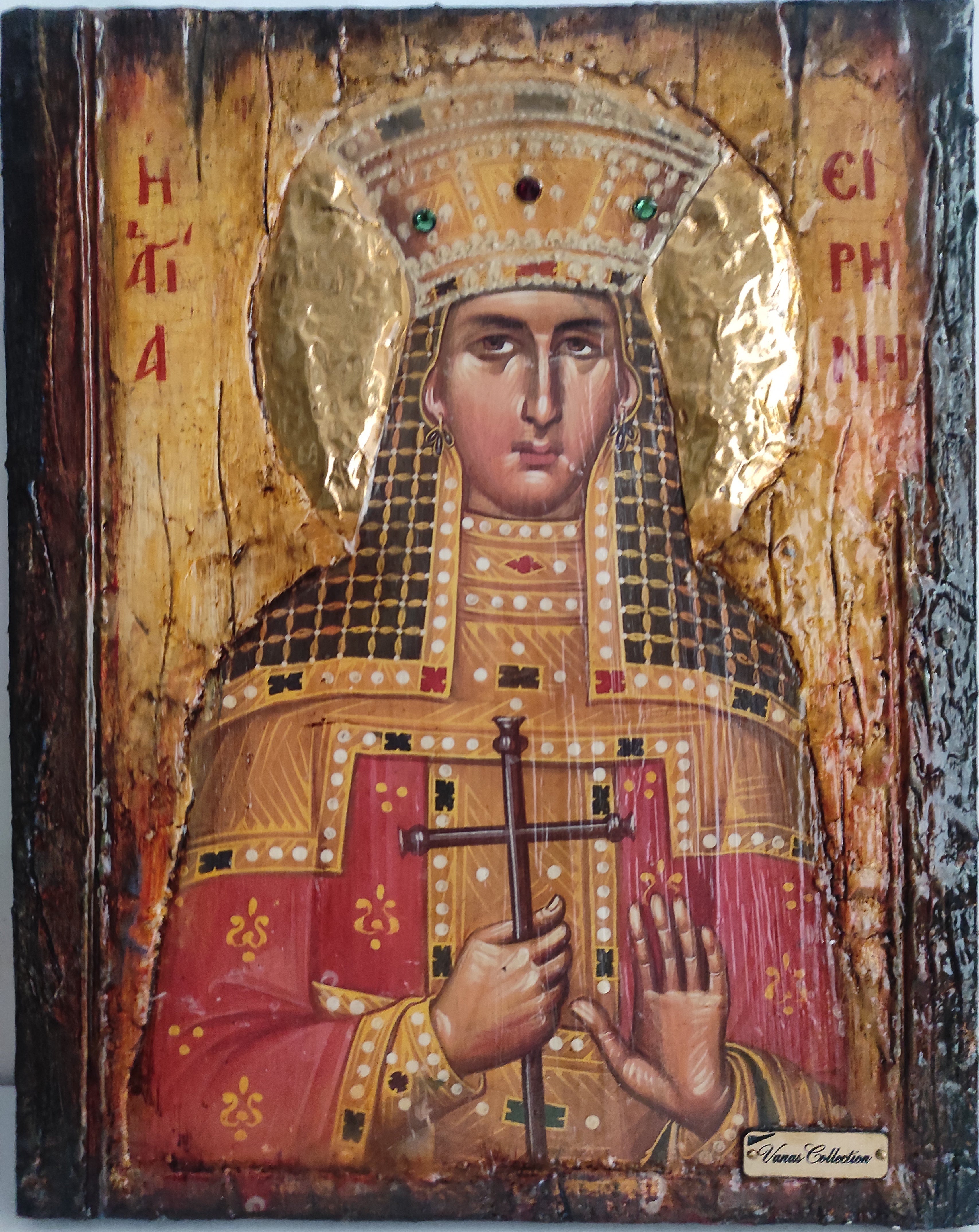 Saint St Irene Irina Santa Irene-Greek Orthodox Icon Handmade Religious Icon Wood