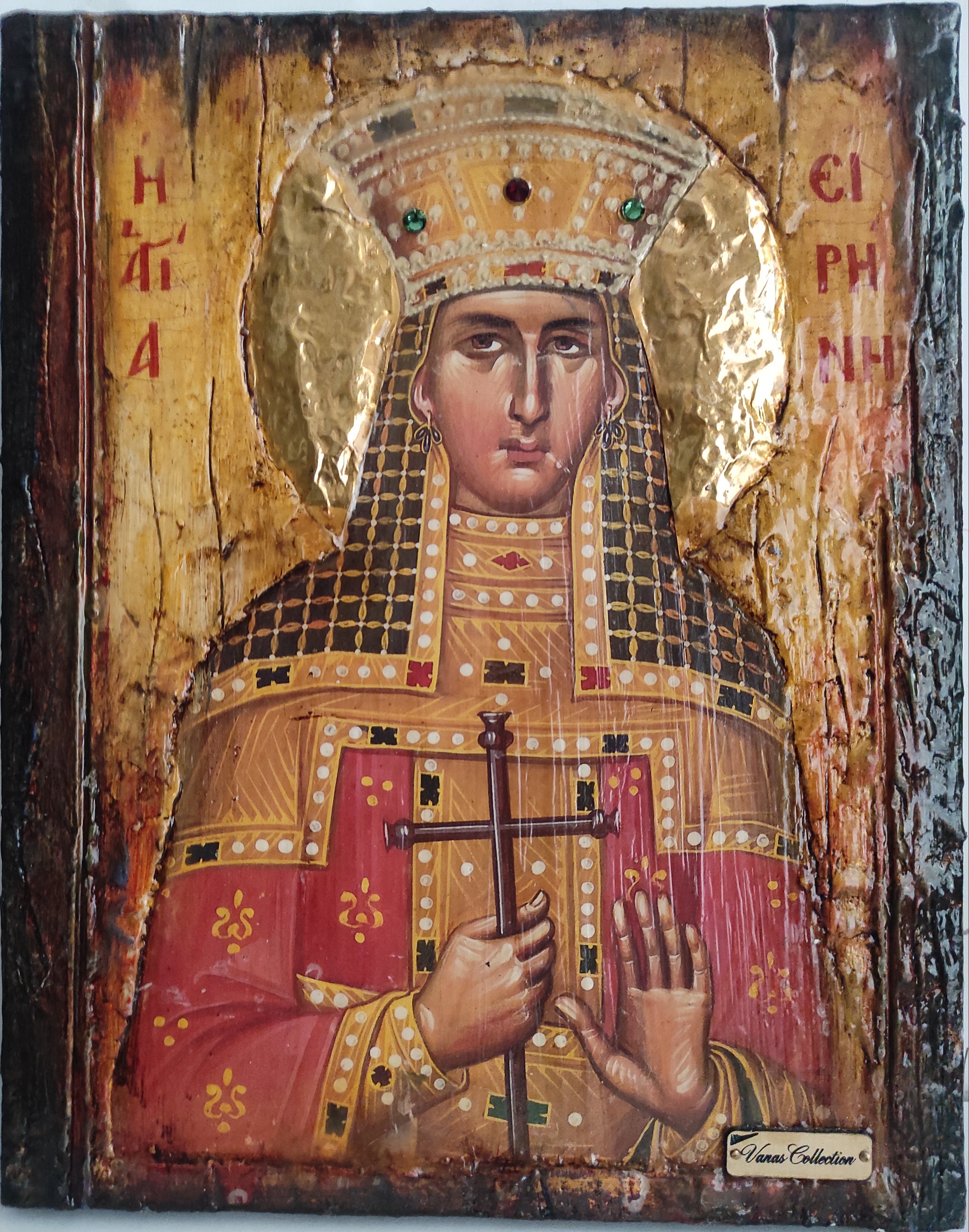Saint St Irene Irina Santa Irene-Greek Orthodox Icon HandmadeCustom Rligious Art