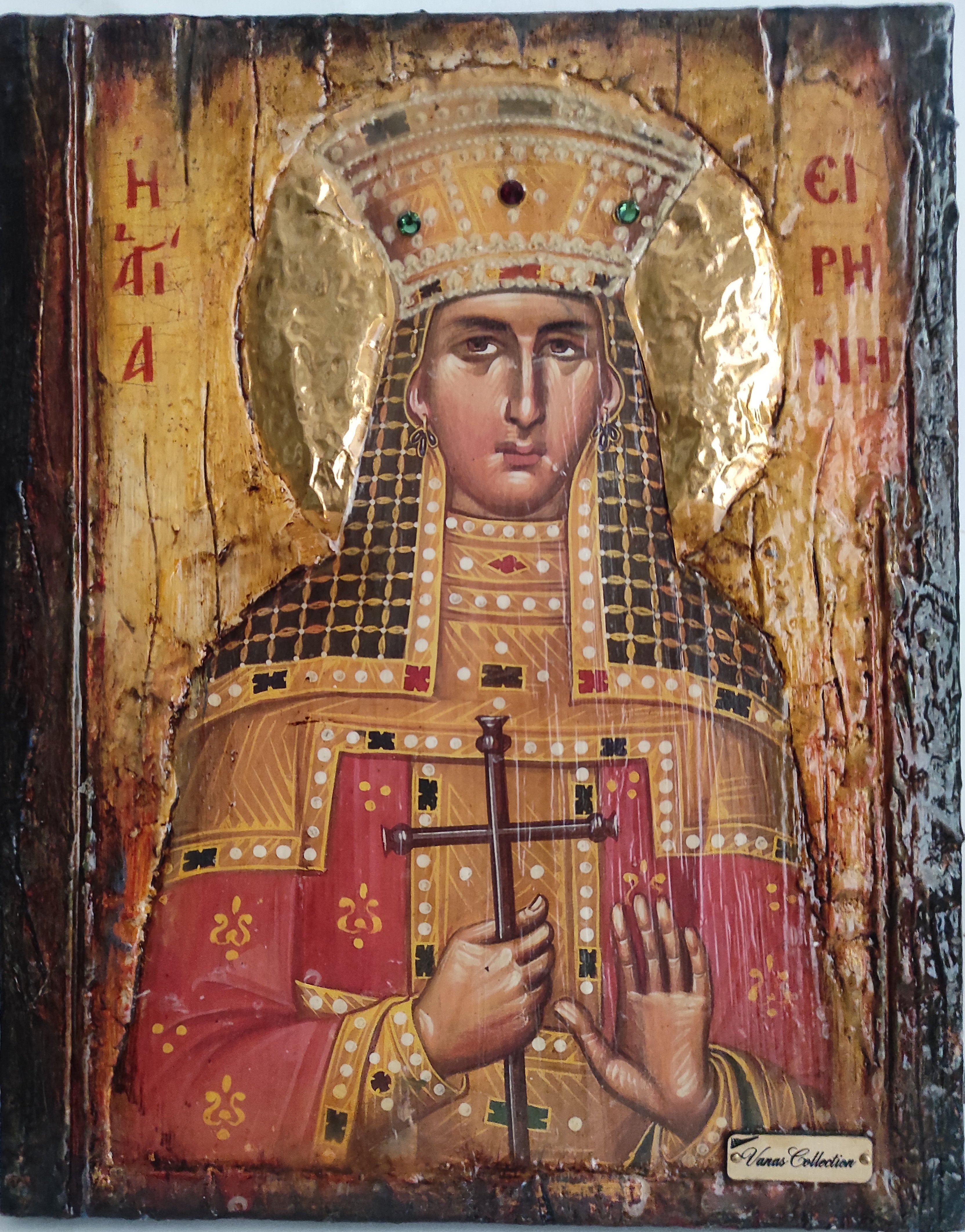 Saint St Irene Irina Santa Irene-Greek Orthodox Icon HandmadeCustom Rligious Art