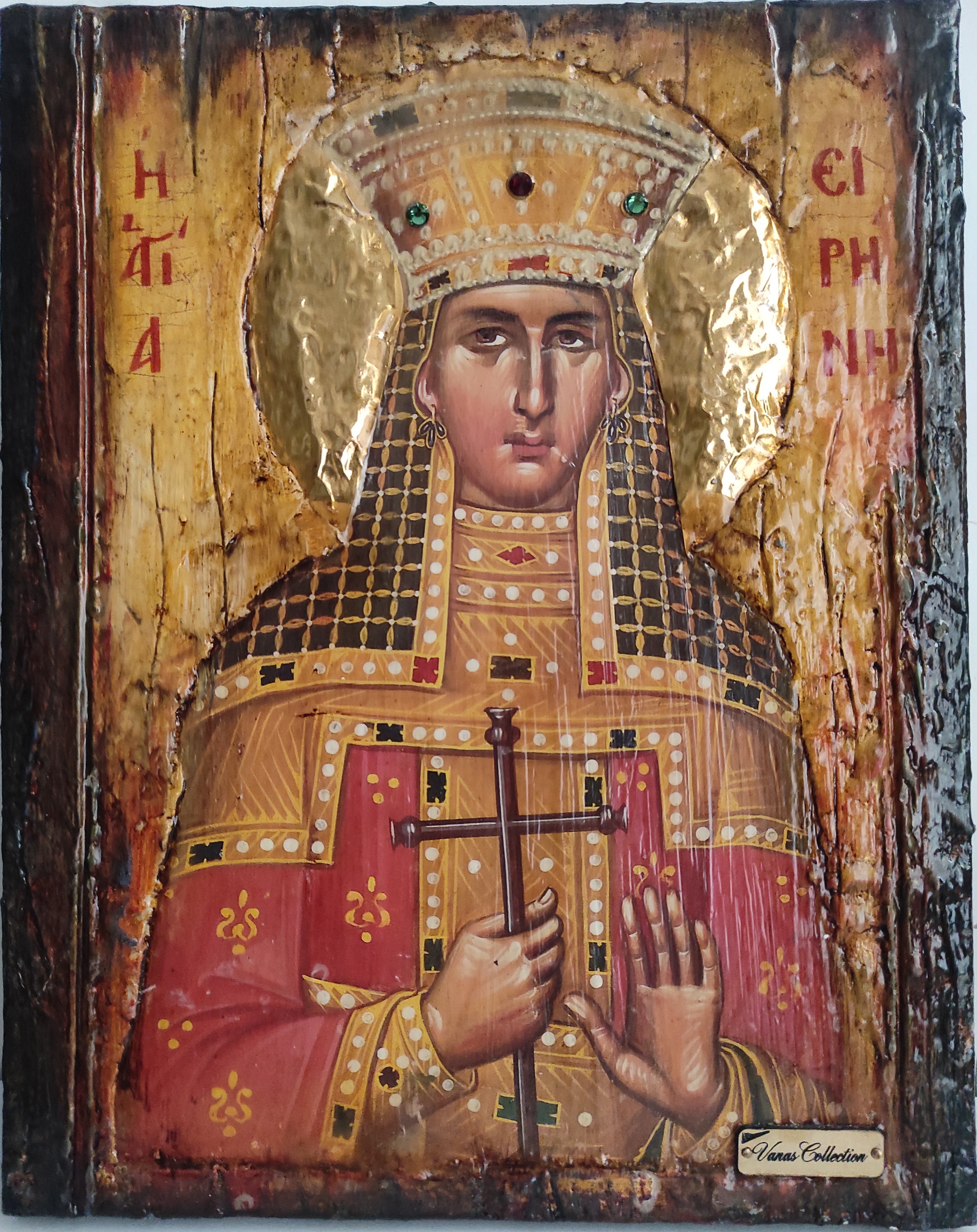 Saint St Irene Irina Santa Irene-Greek Orthodox Icon HandmadeCustom Rligious Art