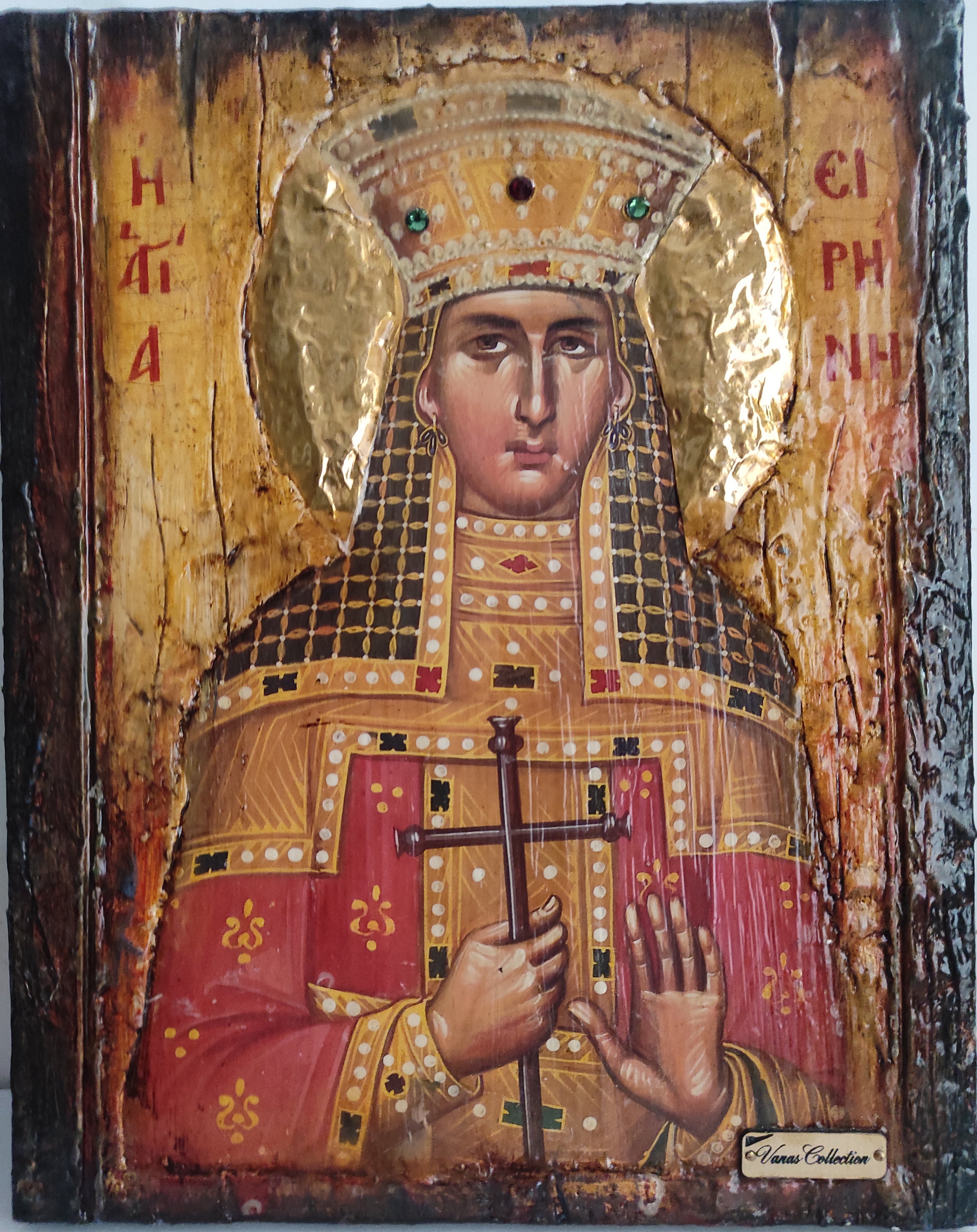 Saint St Irene Irina Santa Irene-Greek Orthodox Icon HandmadeCustom Rligious Art