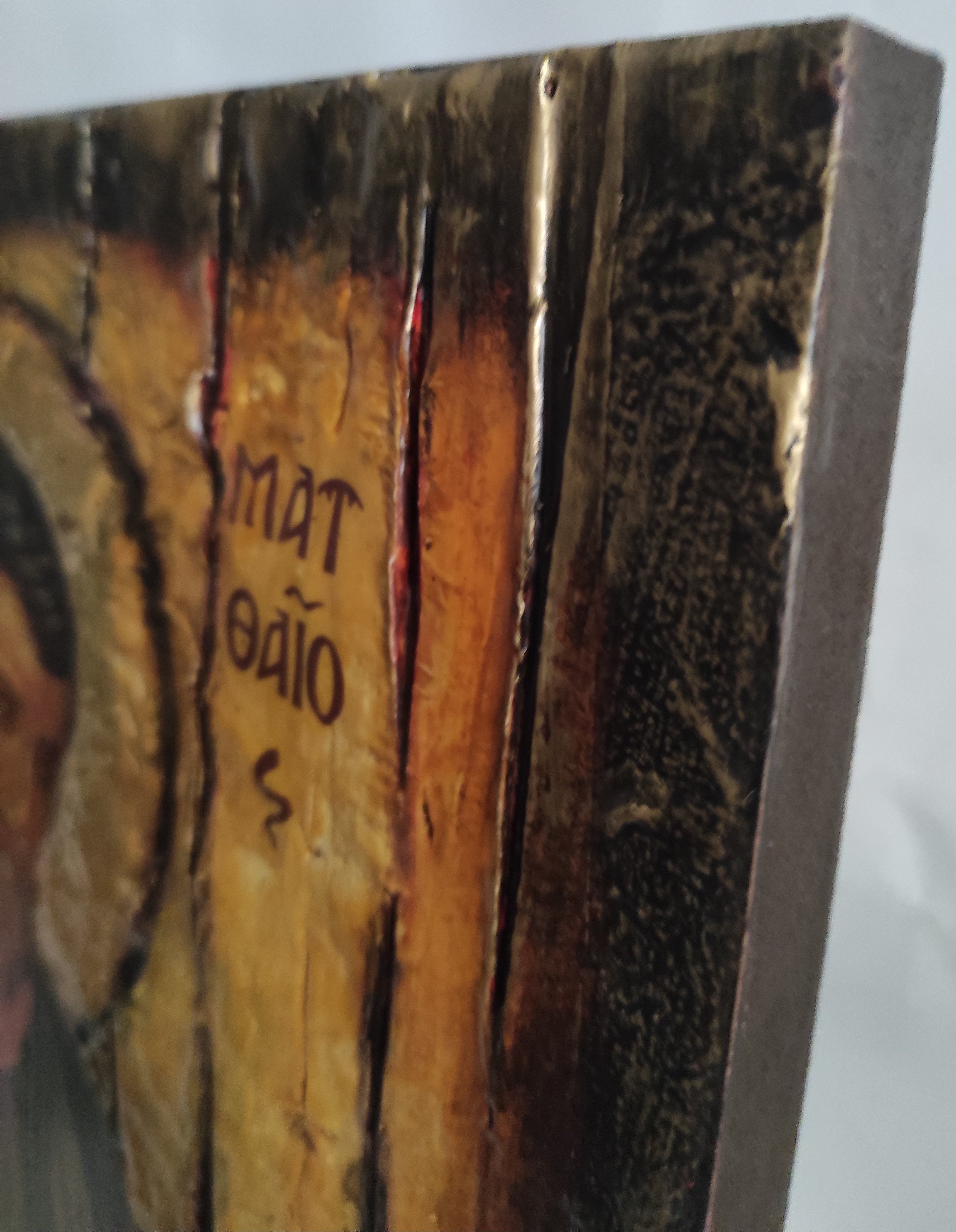 Saint Mathew Icon Wood Handmade Greek Orthodox Mathaios - Vanas Collection