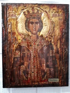 Saint Aikaterini Catherine Icon-Greek Orthodox Handmade Byzantine Holy Icons