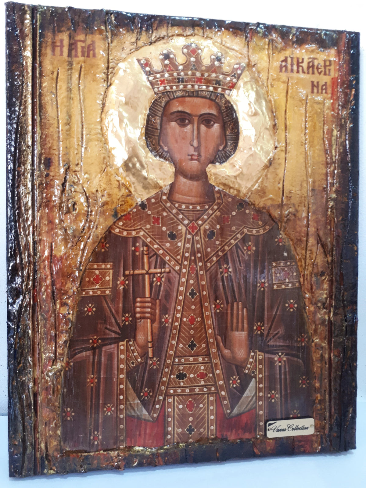 Saint Aikaterini Catherine Icon-Greek Orthodox Handmade Byzantine Holy Icons