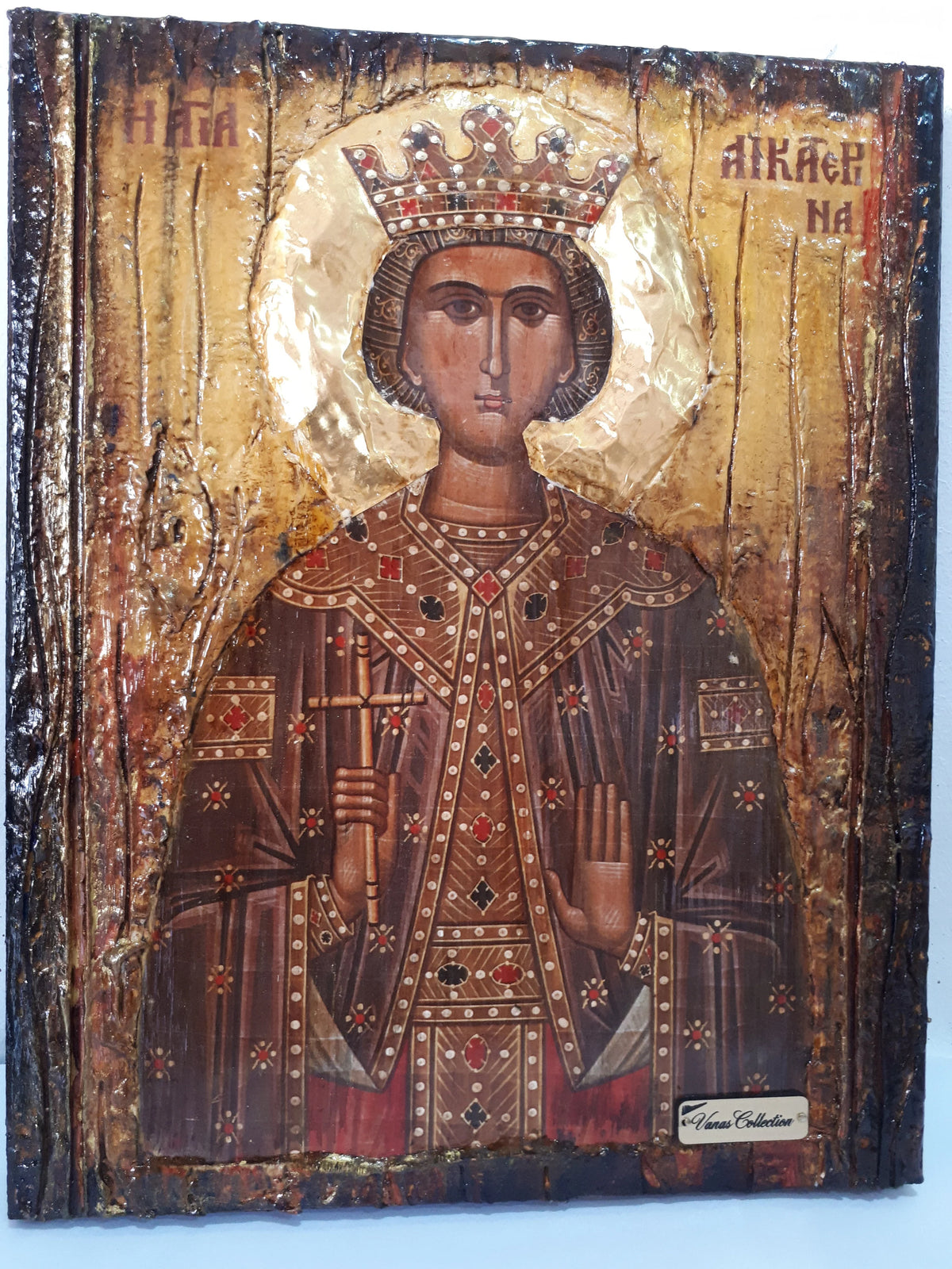Saint Aikaterini Catherine Icon-Greek Orthodox Handmade Byzantine Holy Icons