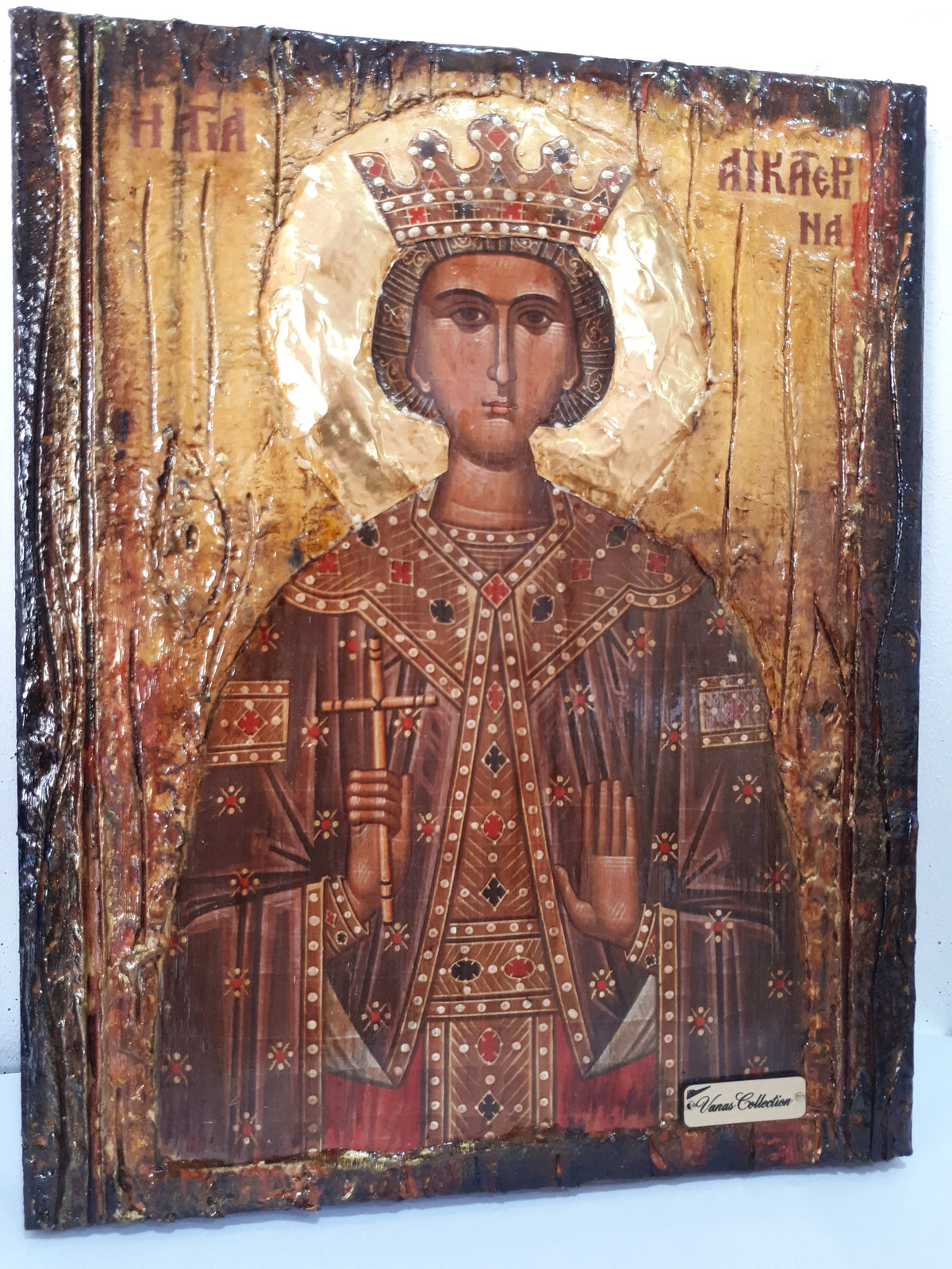 Saint Aikaterini Catherine Icon-Greek Orthodox Handmade Byzantine Holy Icons
