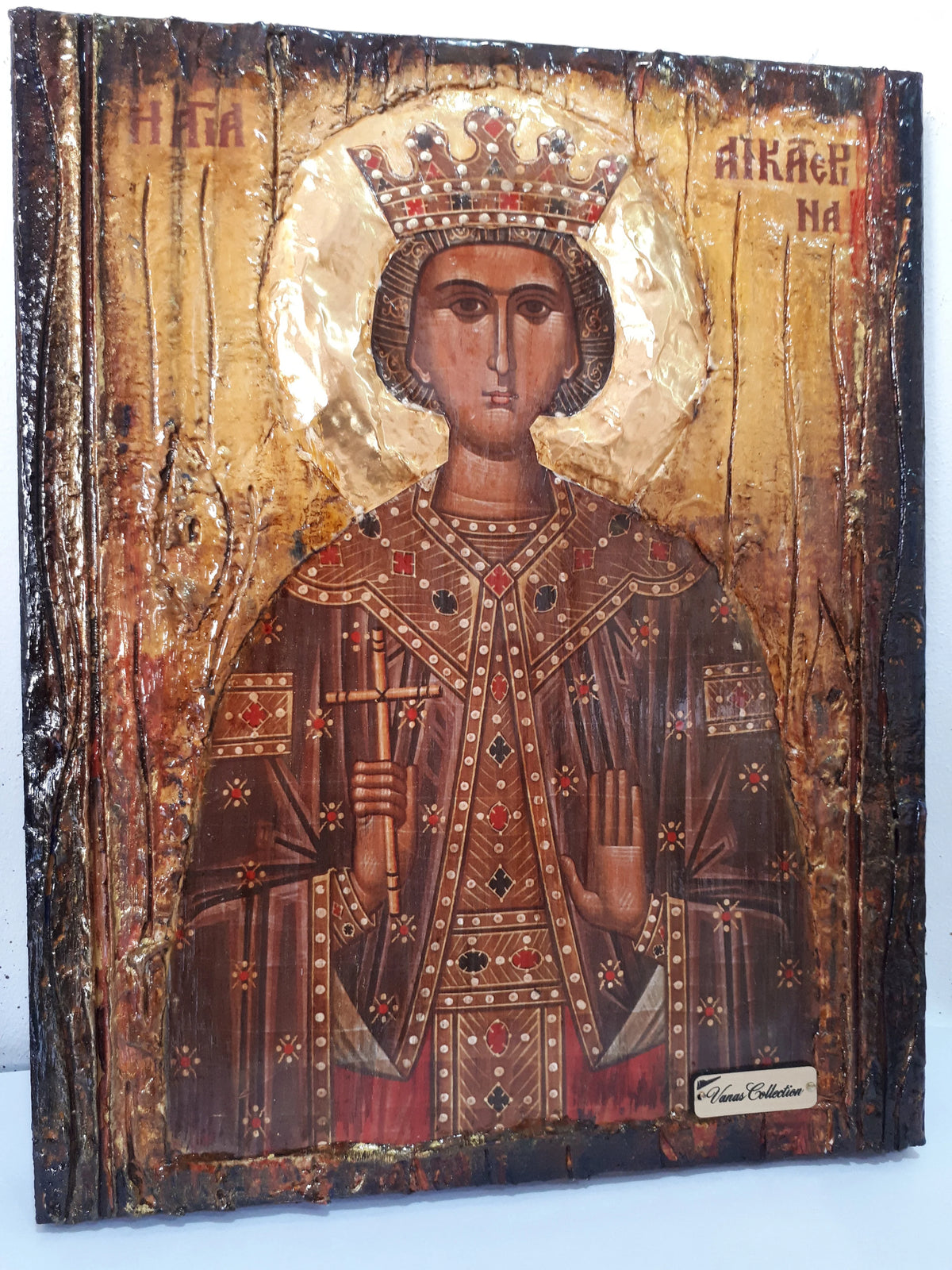 Saint Aikaterini Catherine Icon-Greek Orthodox Handmade Byzantine Holy Icons