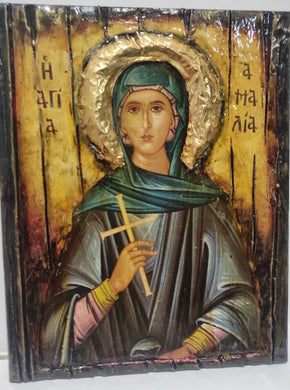 Saint St. Amelia, Amalia Icon-Handmade Greek Orthodox  Icon