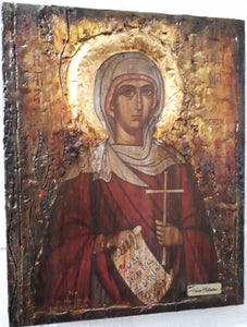 Saint Athena Osiomartyr Icon-Rare Byzantine Greek Orthodox Antique Style Icons
