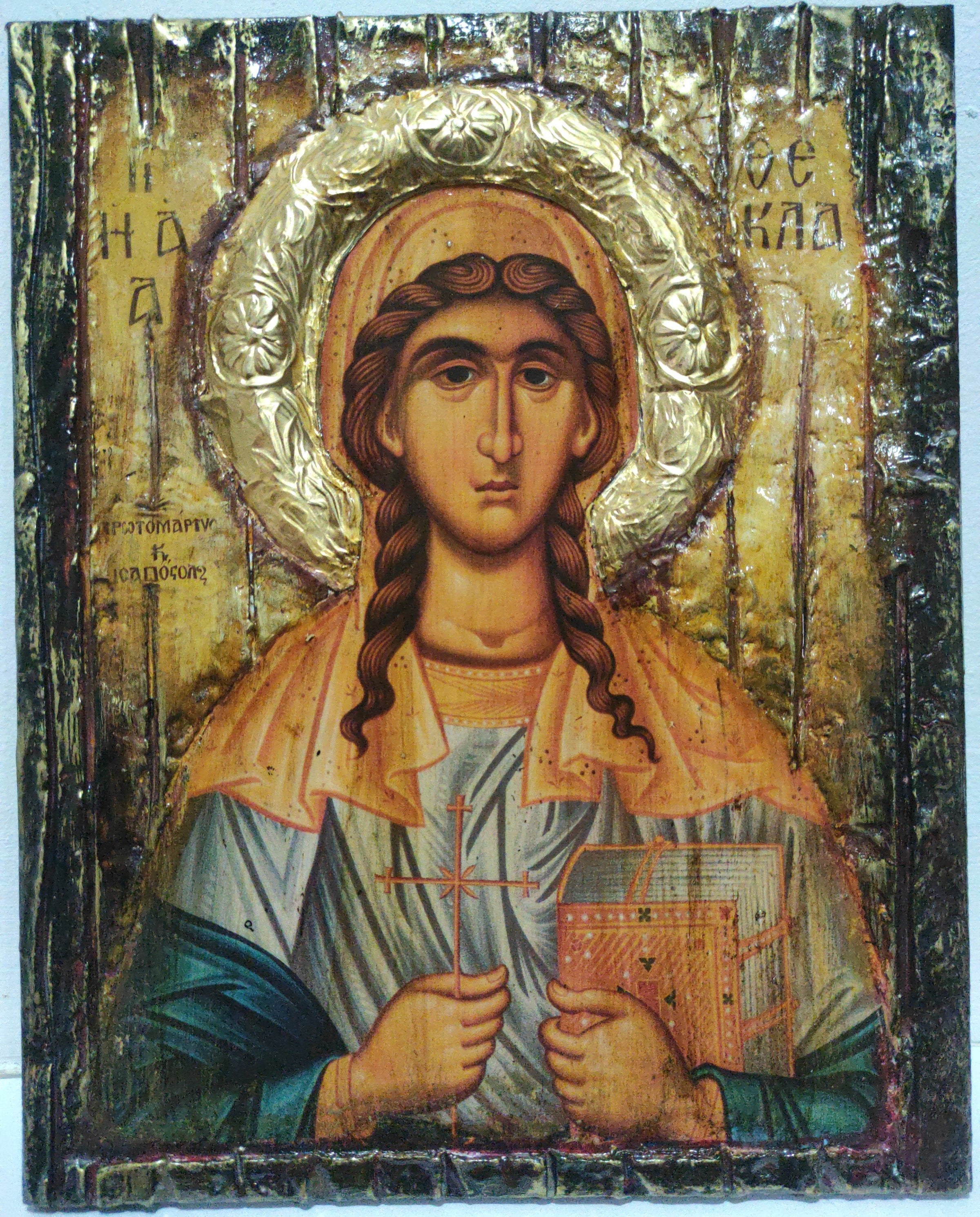 Saint Thecla Thekla Icon-Unique Handmade Orthodox Christian Byzantine Greek Made Icons