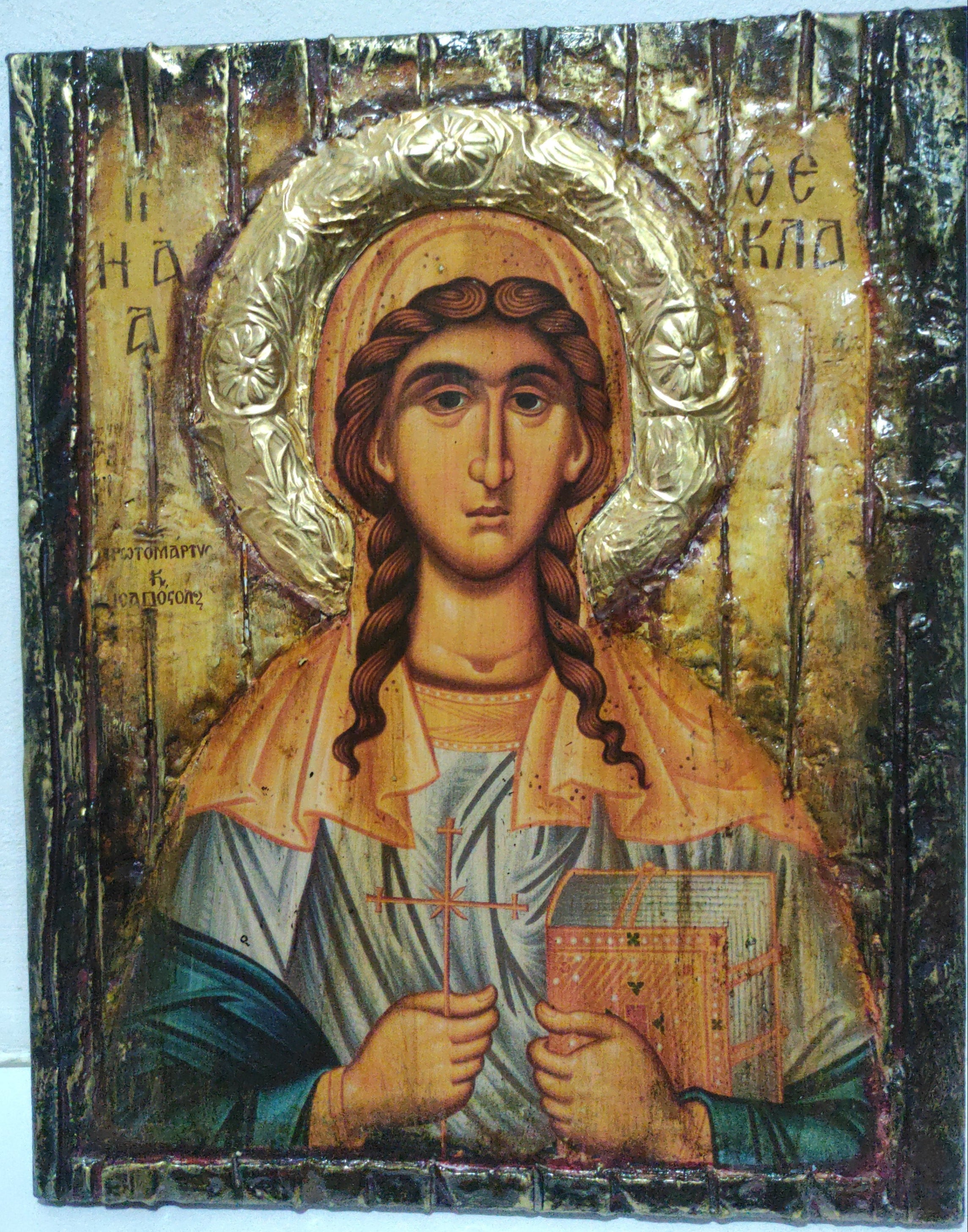 Saint Thecla Thekla Icon-Unique Handmade Orthodox Christian Byzantine Greek Made Icons