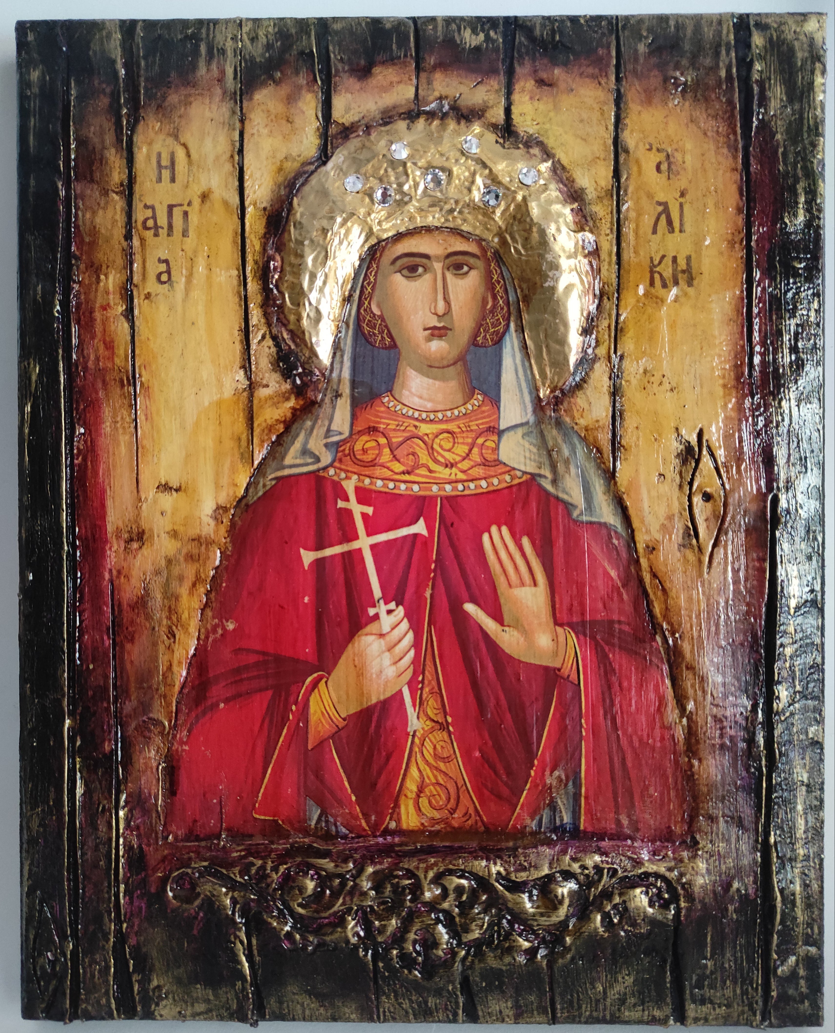 Saint Alice Aliki Icon-Greek Orthodox Byzantine Christian Antique Style Icons.
