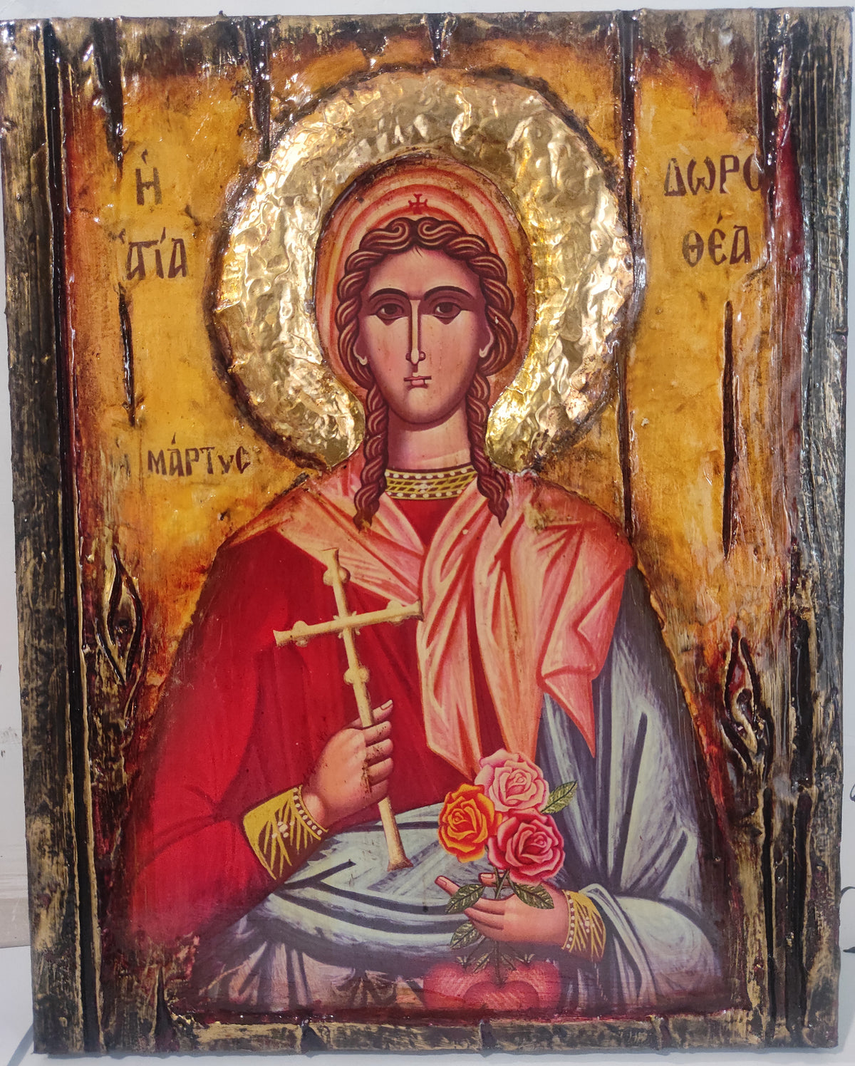 St. Dorothea Dorothy the Martyr of Caesarea Icon-Wooden Greek Byzantine Icons