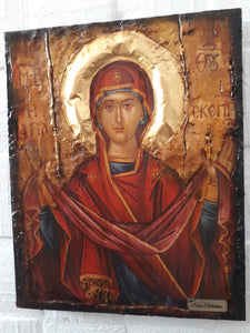 Panagia Virgin Mary Theoskepasti Greek Handmade Orthodox Byzantine Russian Icons - Vanas Collection