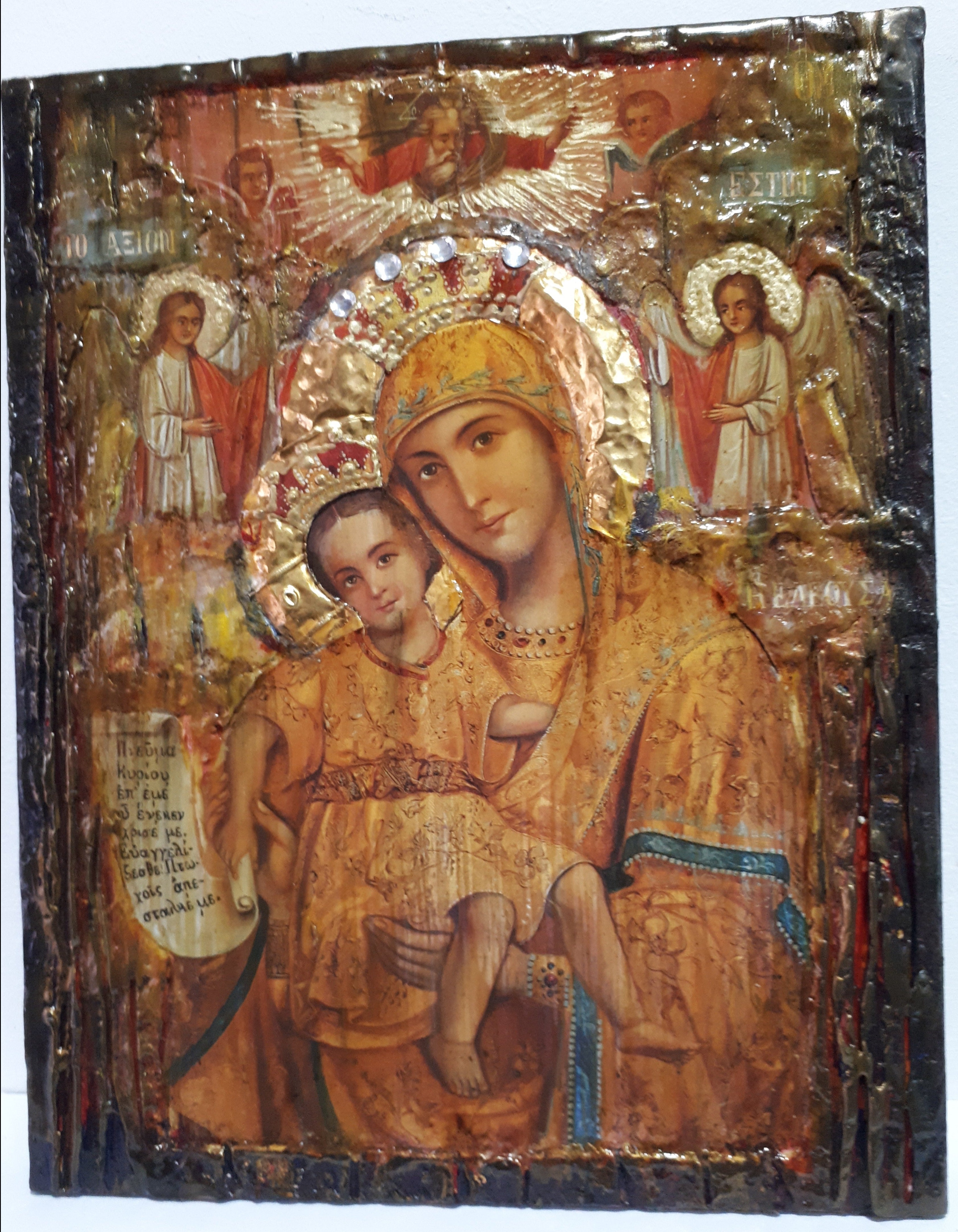 Virgin Mary of AXION ESTI and Jesus Christianity Orthodox Byzantine Greek Icons - Vanas Collection