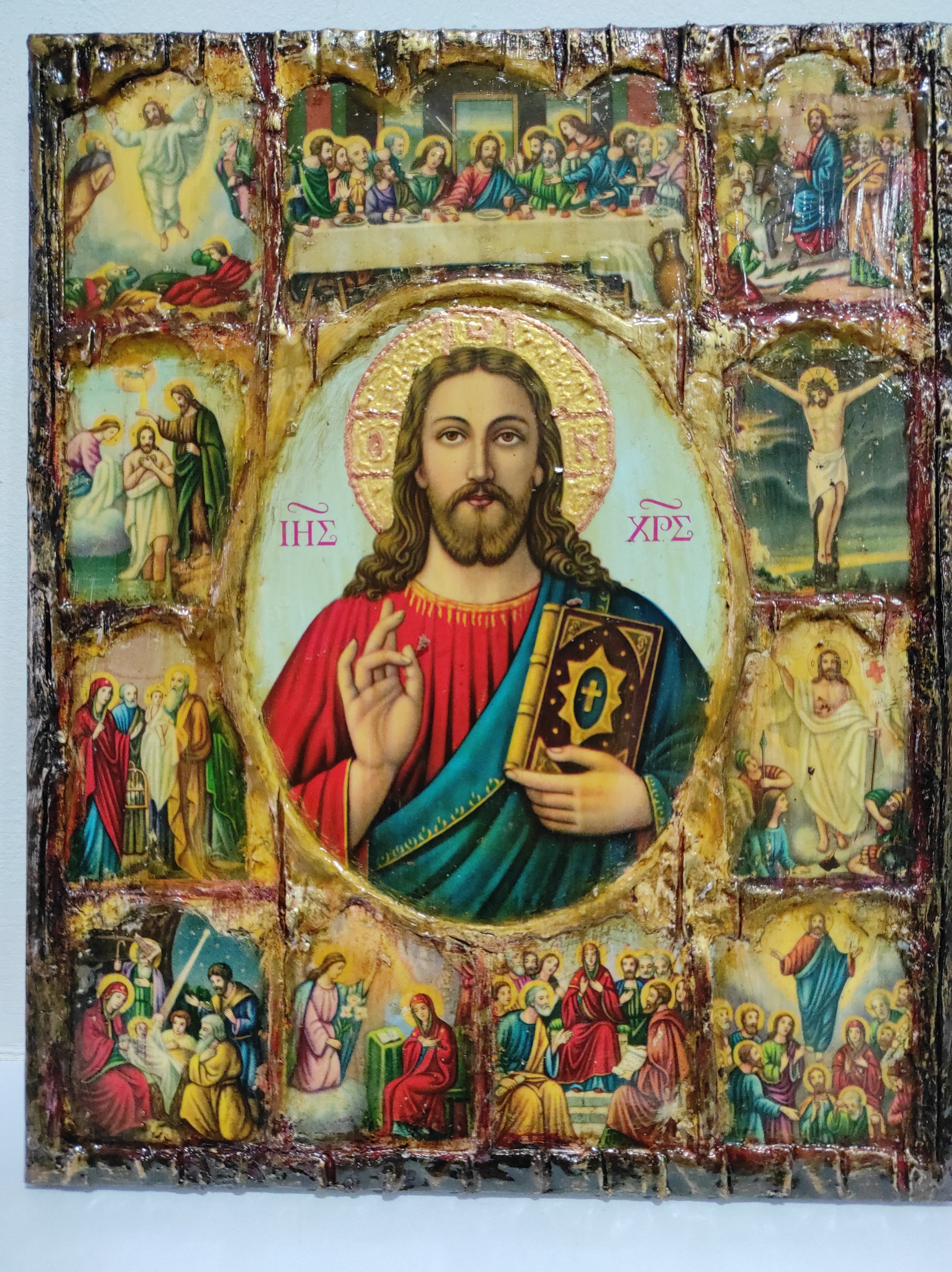 The Life of Jesus Christ Icon- Greek Russian Orthodox Russian Icons - Vanas Collection