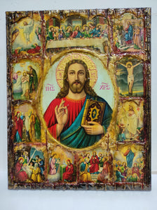 The Life of Jesus Christ Icon- Greek Russian Orthodox Russian Icons - Vanas Collection